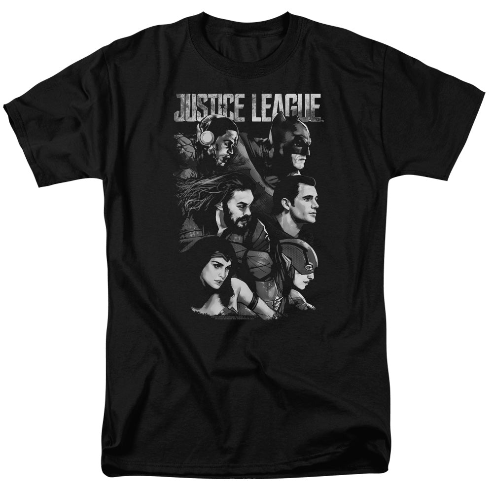 Justice League Movie Pushing Forward Mens T Shirt Black