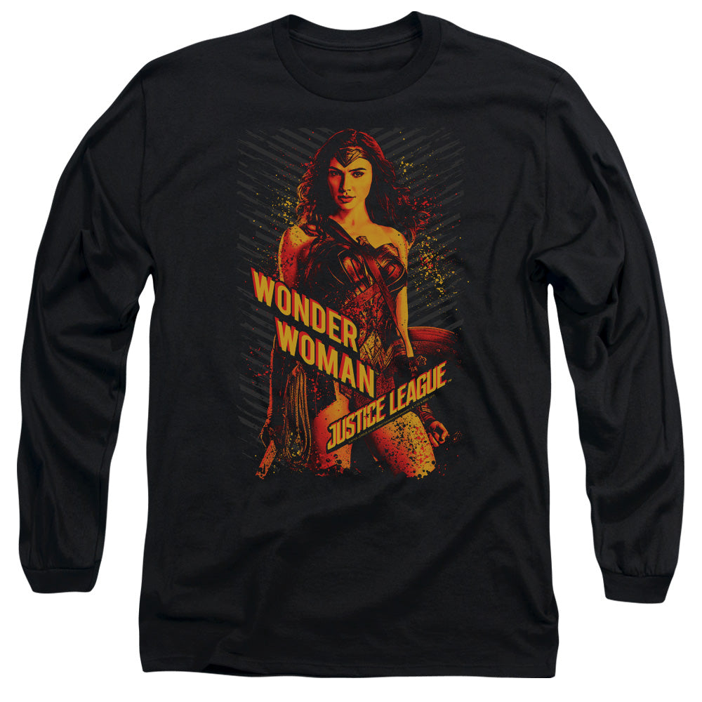 Justice League Movie Wonder Woman Mens Long Sleeve Shirt Black Officially Licensed Officially Licensed