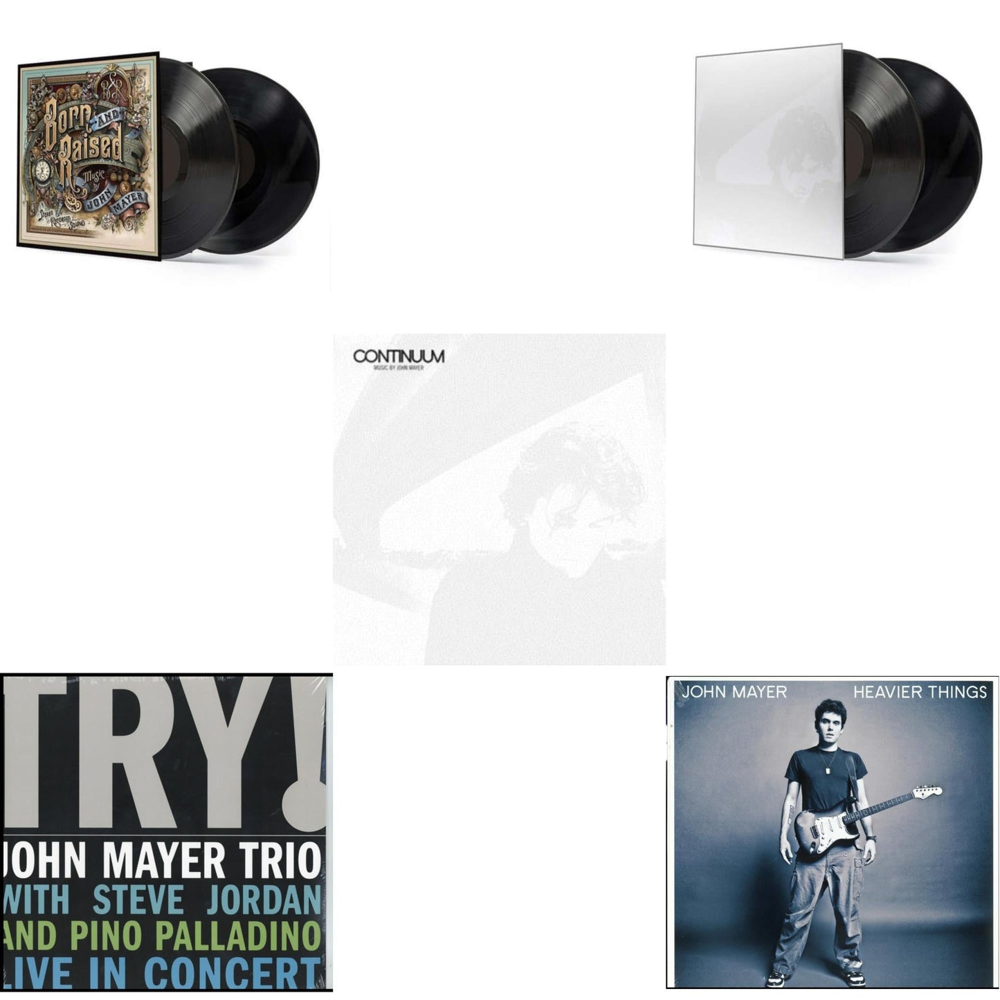 John Mayer - Try: Live In Concert & Born & Raised (2LP/CD/180G/Gatefold) & Continuum (2LP/180G/Revised Standard Package) & Continuum (180G) & Heavier Things (180G)