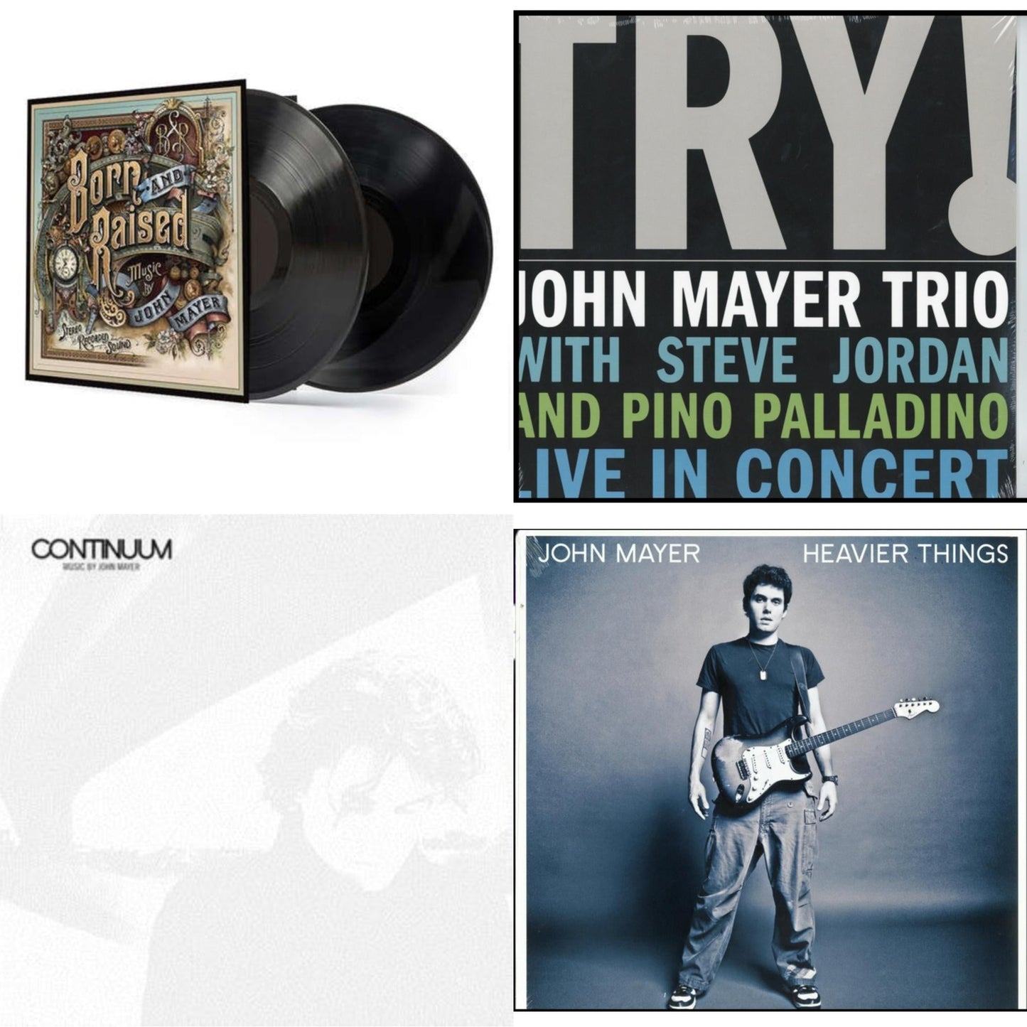 John Mayer - Try: Live In Concert & Born & Raised (2LP/CD/180G/Gatefold) & Continuum (180G) & Heavier Things (180G)
