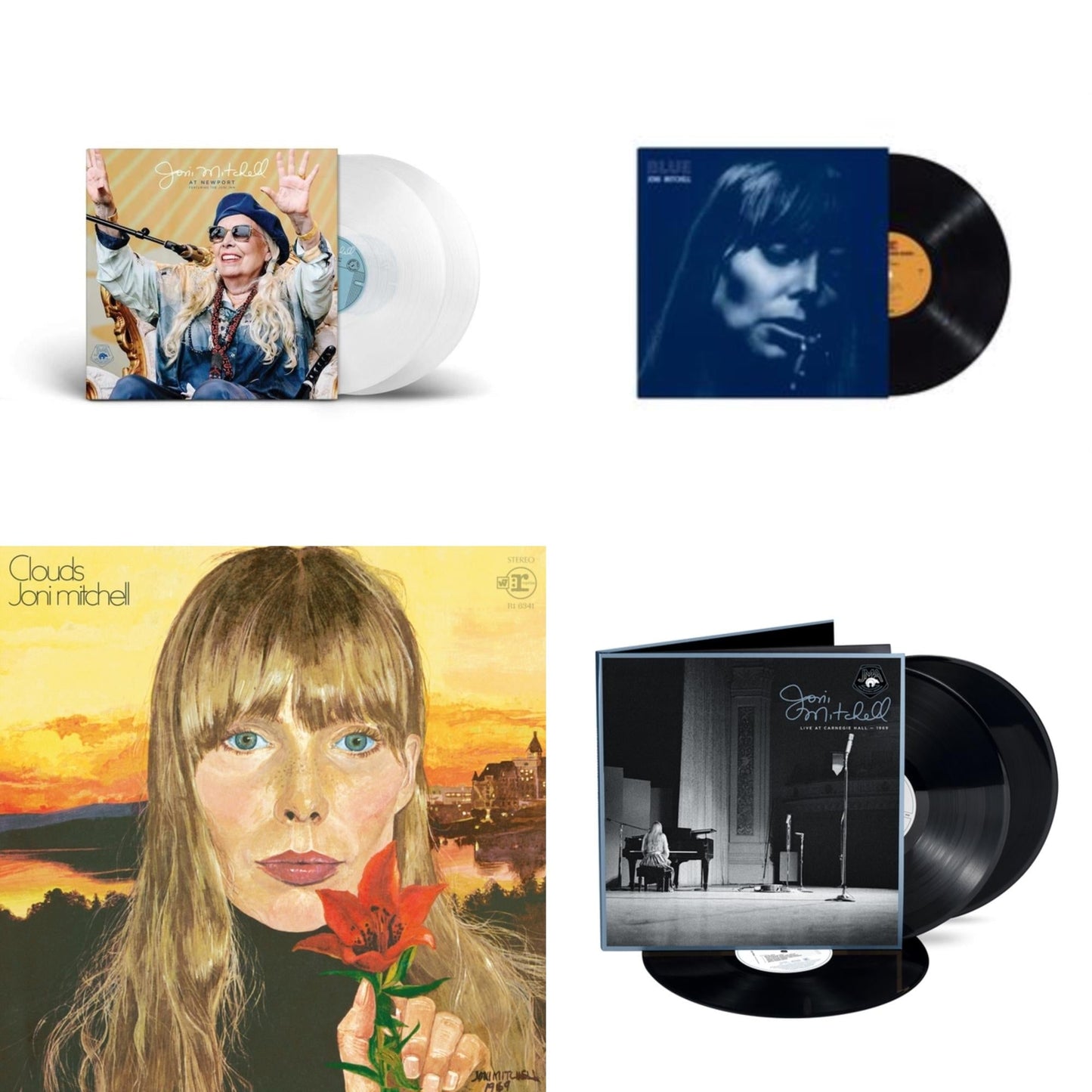 Joni Mitchell - At Newport (2LP/Clear Vinyl) & Blue & Clouds & Live At Carnegie Hall 1969 (3LP)