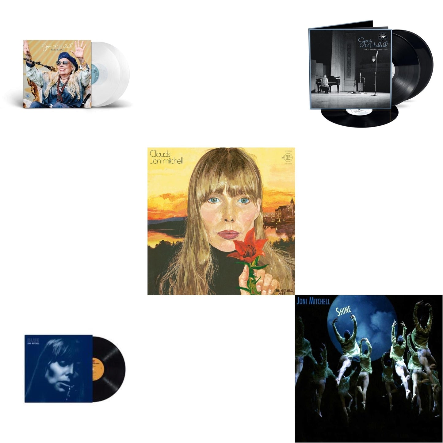 Joni Mitchell - At Newport (2LP/Clear Vinyl) & Blue & Clouds & Live At Carnegie Hall 1969 (3LP) & Shine