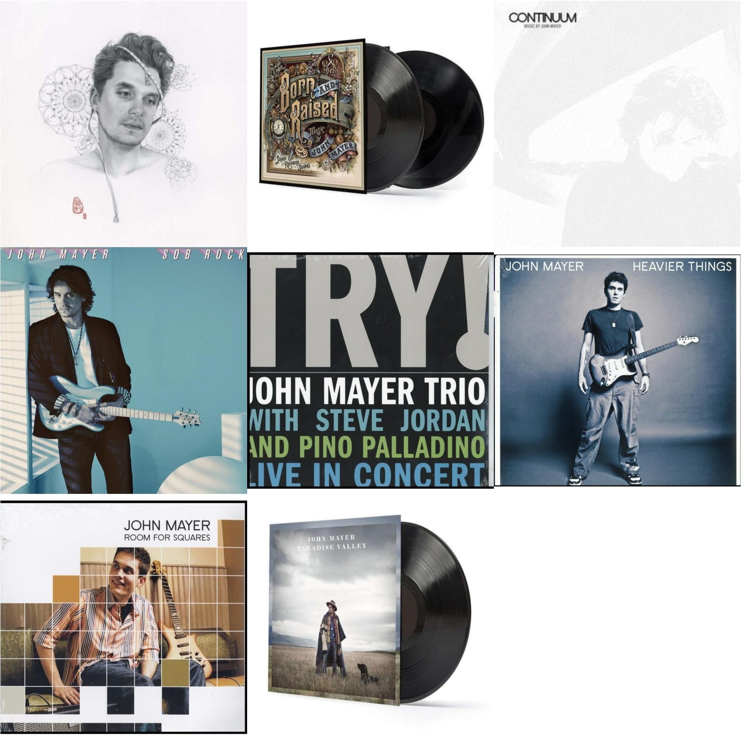 John Mayer - Sob Rock (180G) & Room For Squares & Try: Live In Concert & Born & Raised (2LP/CD/180G/Gatefold) & Continuum (180G) & Heavier Things (180G) & Paradise Valley (LP/CD/180G) & Search For Everything (2LP/180G/Dl Code)