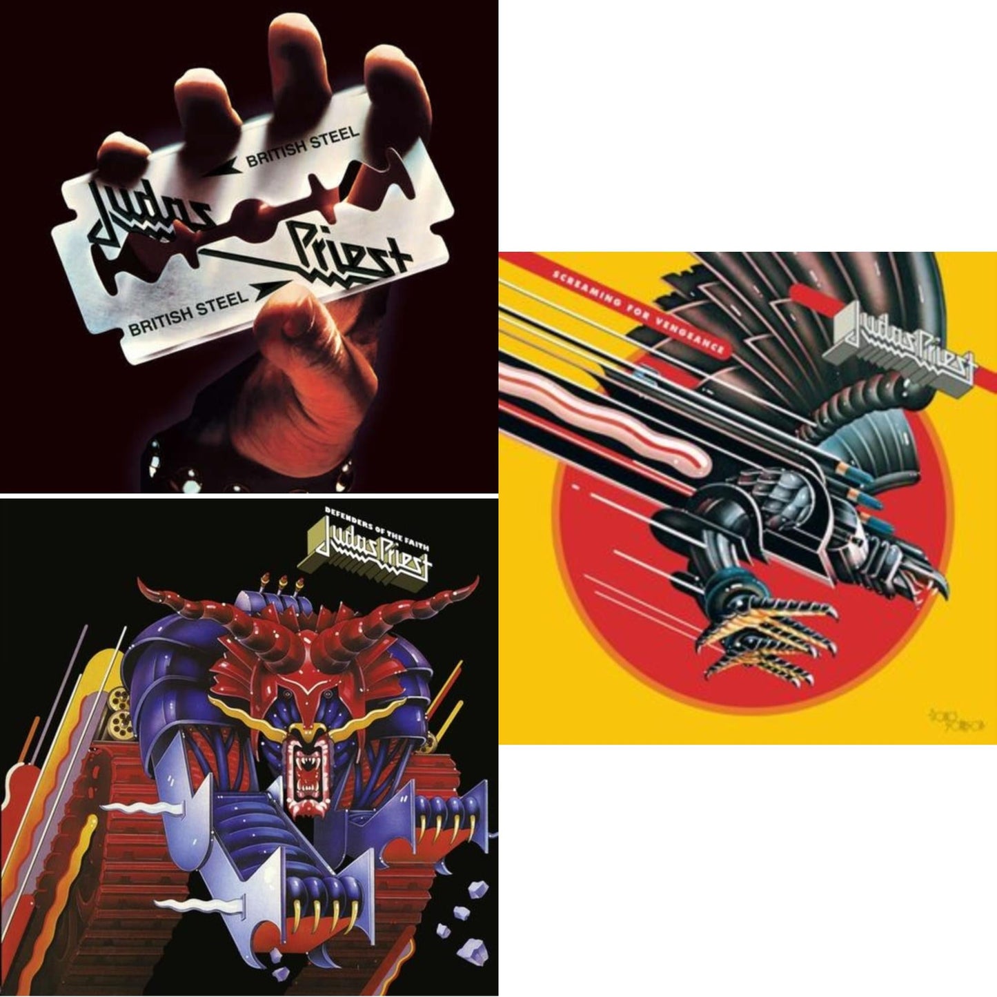 Judas Priest - British Steel (180G)(Dl Code) & Defenders Of The Faith (180G/Dl Code) & Screaming For Vengeance (180G/Dl Card) - LP Vinyl Bundle