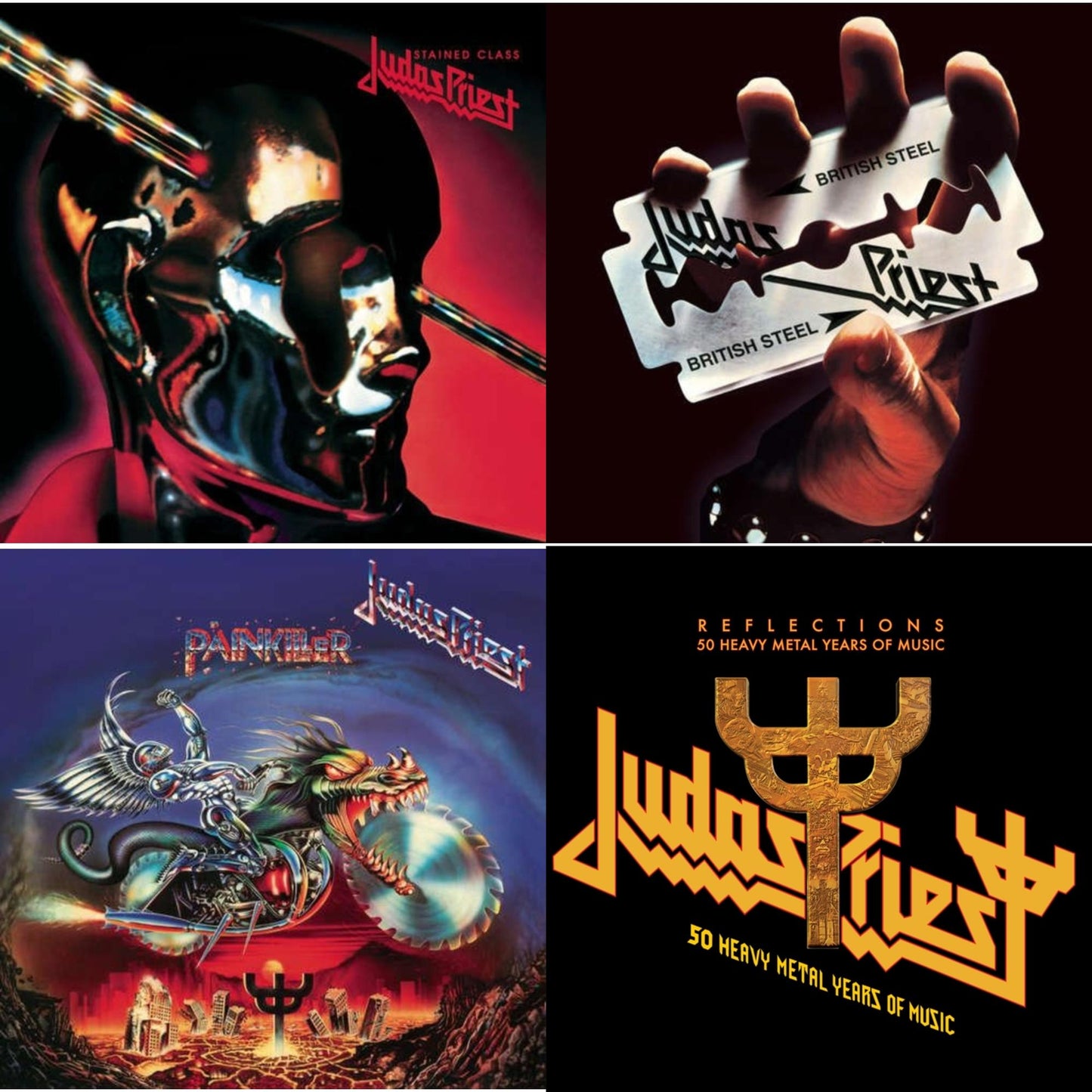 Judas Priest - Stained Class (180G/Dl Card) & British Steel (180G)(Dl Code) & Painkiller (180G/Dl Card) & Reflections - 50 Heavy Metal Years Of Music (2LP/180G/Red Vinyl)
