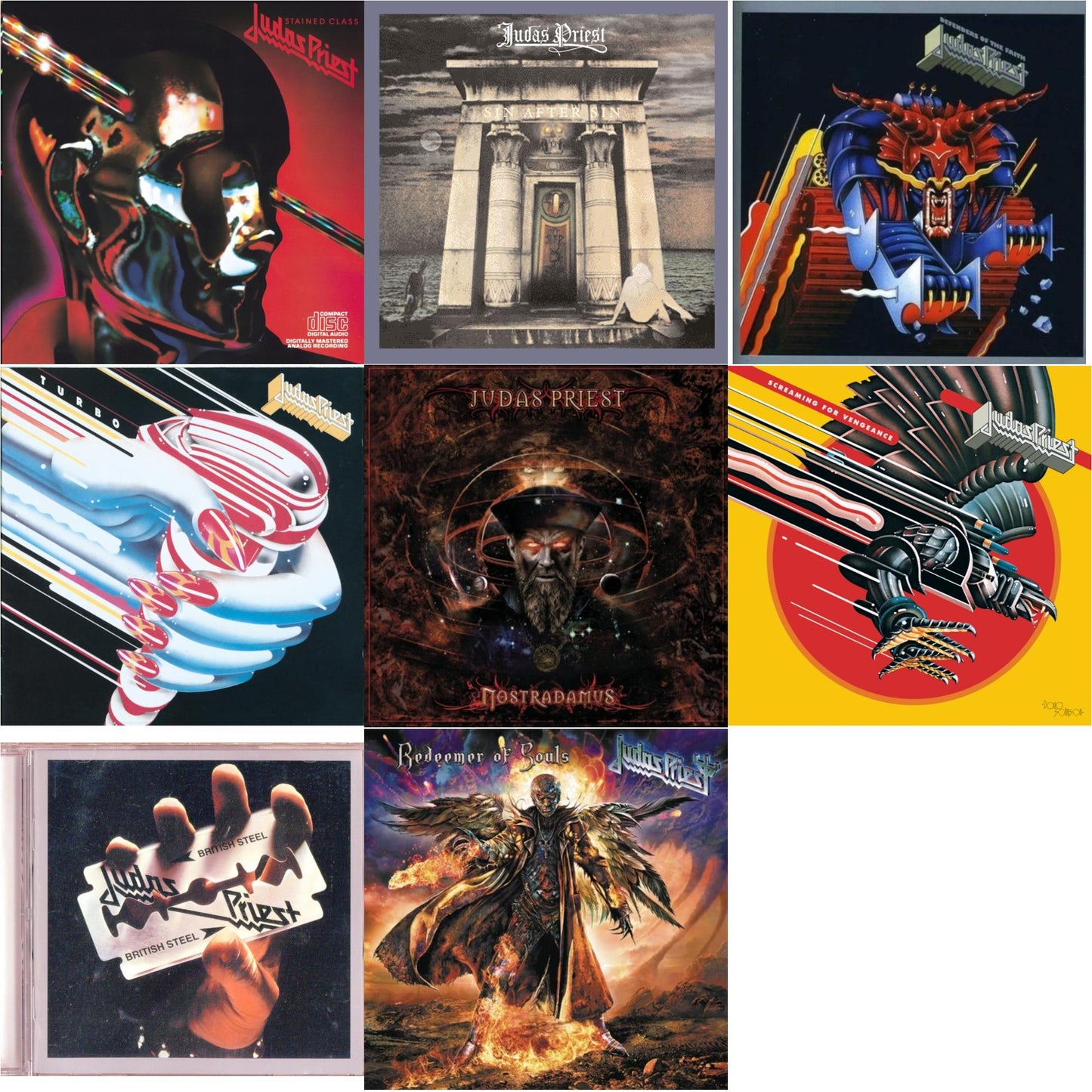 Judas Priest - Defenders Of The Faith & British Steel & Nostradamus & Stained Class & Turbo & Screaming For Vengeance & Sin After Sin & Redeemer Of Souls - CD Bundle