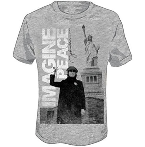 John Lennon Beatles Men'S Imagine Slim Fit T-Shirt Medium Grey Mens T Shirt Officially Licensed