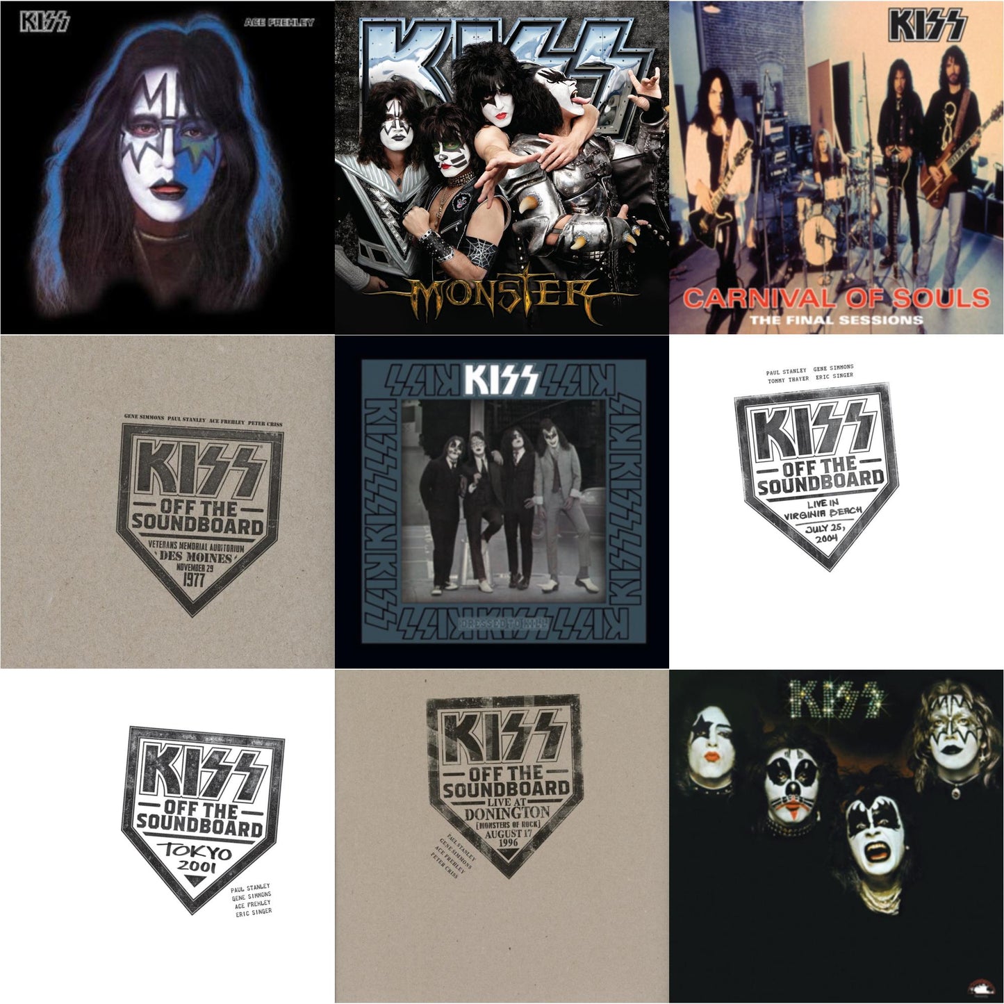 Kiss - Kiss Off The Soundboard: Tokyo 2001 (3LP) & Kiss Off The Soundboard: Live In Virginia Beach (3LP) & Kiss Off The Soundboard: Donington 1996 (Live) (3LP) & Kiss Off The Soundboard: Live In Des Moines (2LP) & Monster & Kiss & Dressed To Kill &