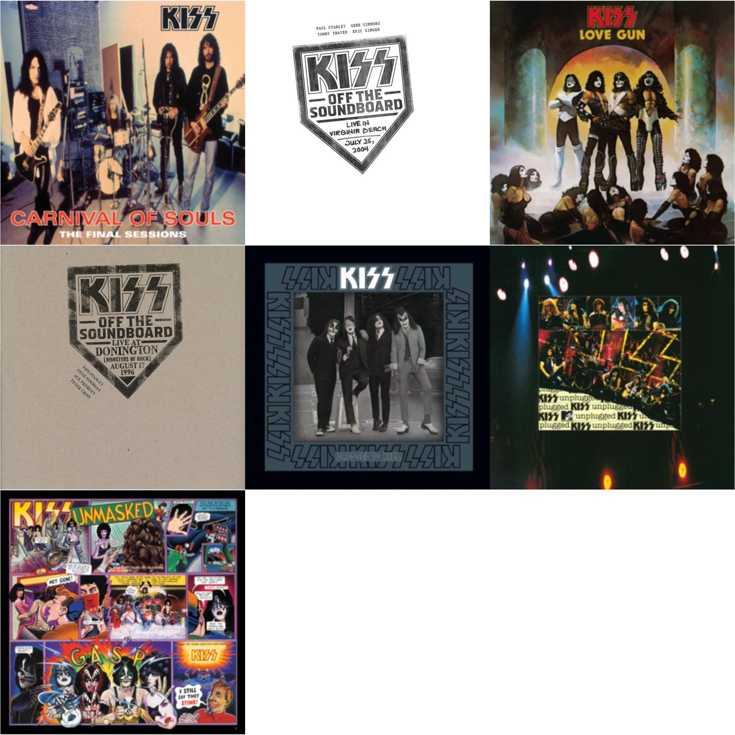 Kiss - Kiss Off The Soundboard: Live In Virginia Beach (3LP) & Kiss Off The Soundboard: Donington 1996 (Live) (3LP) & Unmasked & Dressed To Kill & Carnival Of Souls & Love Gun & Mtv Unplugged