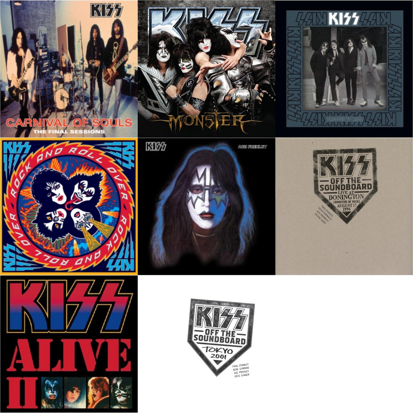 Kiss - Kiss Off The Soundboard: Tokyo 2001 (3LP) & Kiss Off The Soundboard: Donington 1996 (Live) (3LP) & Monster & Dressed To Kill & Carnival Of Souls & Rock & Roll Over & Alive Ii & Ace Frehley
