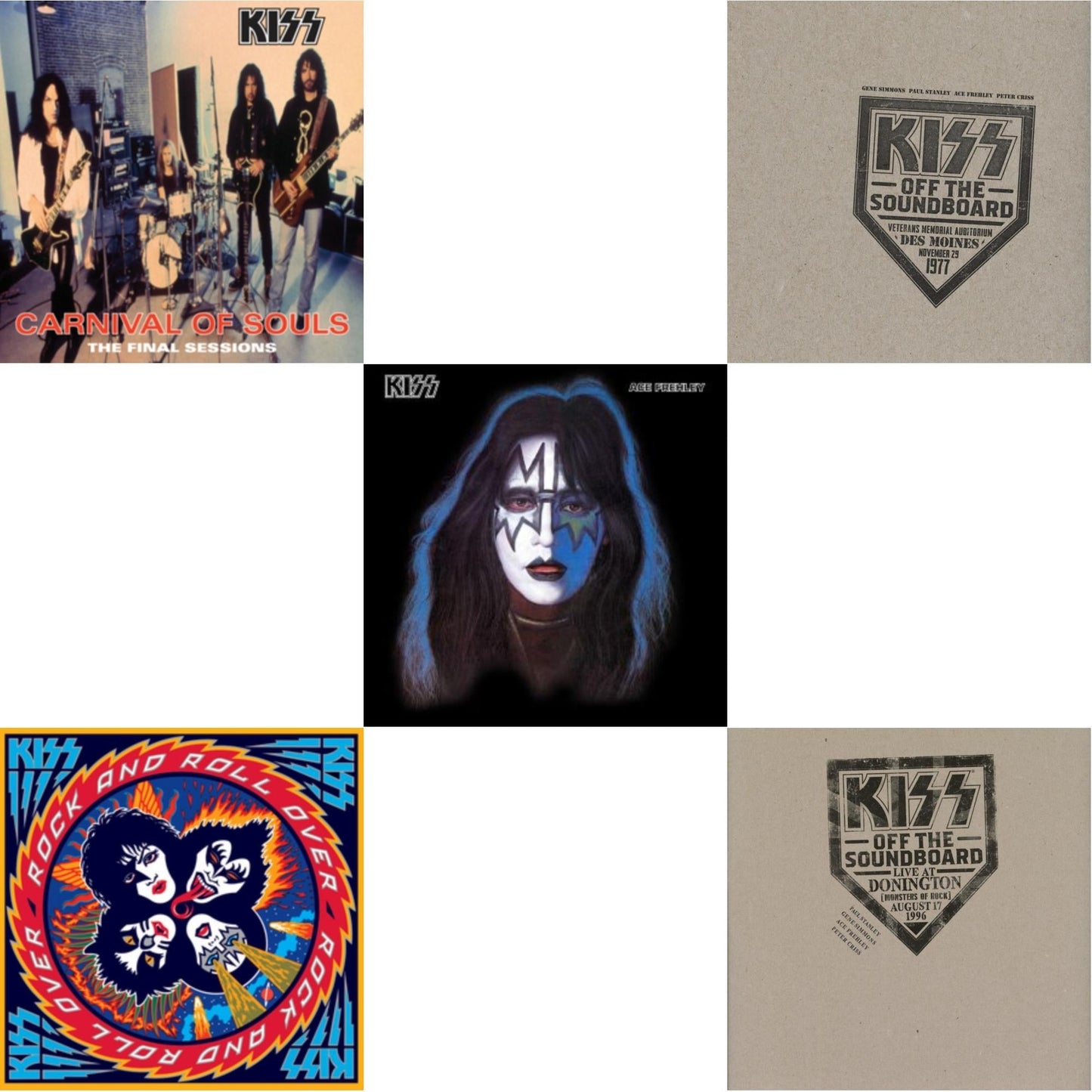 Kiss - Kiss Off The Soundboard: Donington 1996 (Live) (3LP) & Kiss Off The Soundboard: Live In Des Moines (2LP) & Carnival Of Souls & Rock & Roll Over & Ace Frehley