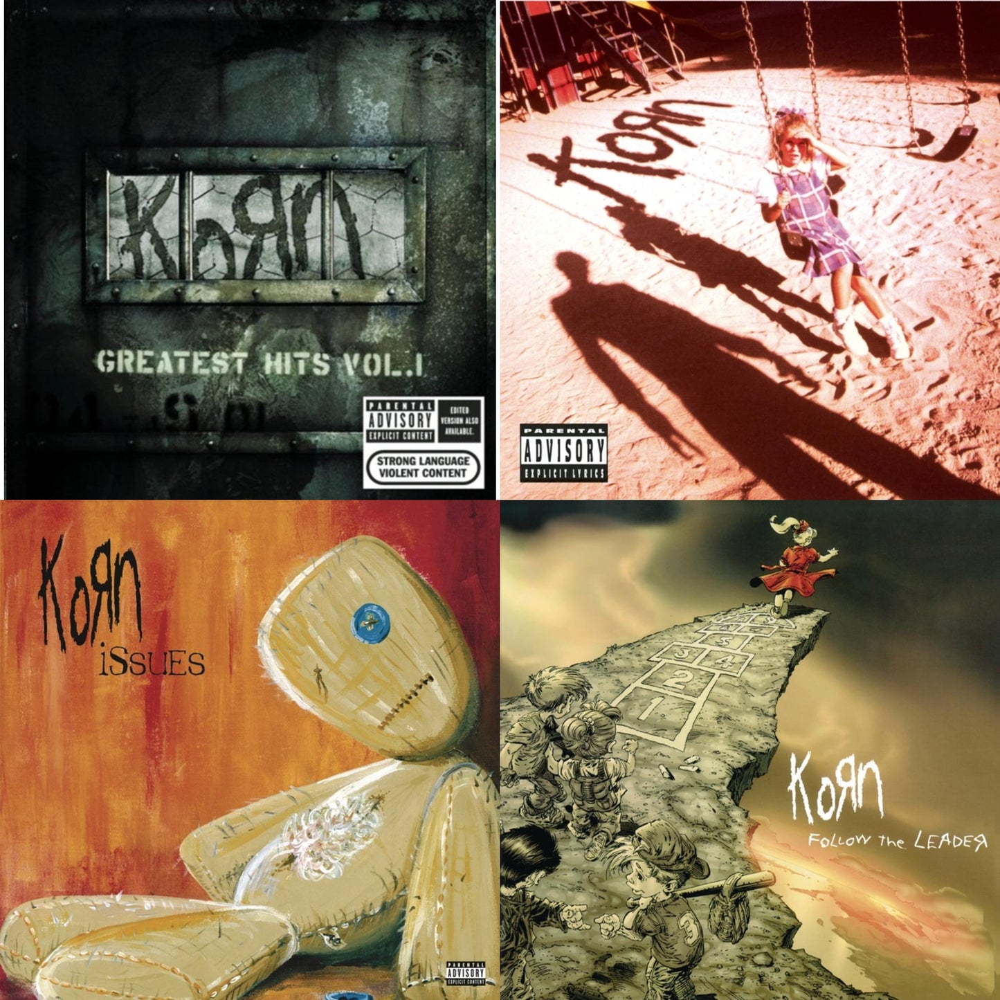 Korn - Greatest Hits Vol.1 & Korn (Explicit) & Issues (Explicit) & Follow The Leader - CD Bundle