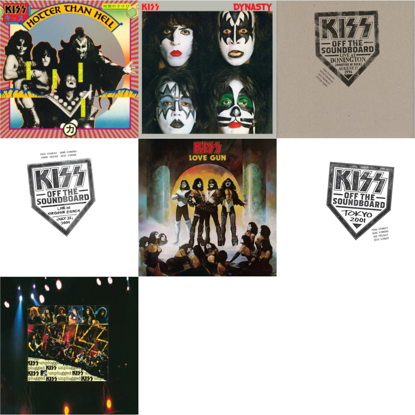 Kiss - Kiss Off The Soundboard: Tokyo 2001 (3LP) & Kiss Off The Soundboard: Live In Virginia Beach (3LP) & Kiss Off The Soundboard: Donington 1996 (Live) (3LP) & Dynasty & Hotter Than Hell & Love Gun & Mtv Unplugged
