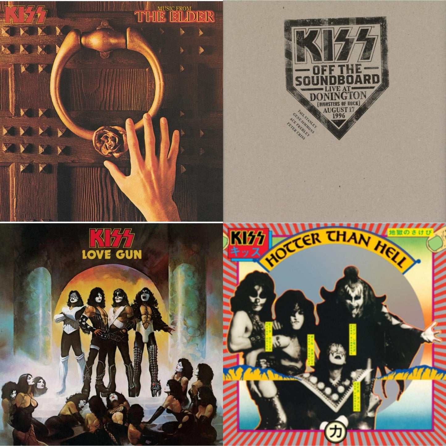 Kiss - Music From The Elder (Half-Speed Master/Clear LP Vinyl/180G) & Kiss Off The Soundboard: Donington 1996 (Live) (3LP) & Love Gun (Tangerine/Aqua Splatter LP Vinyl) & Hotter Than Hell