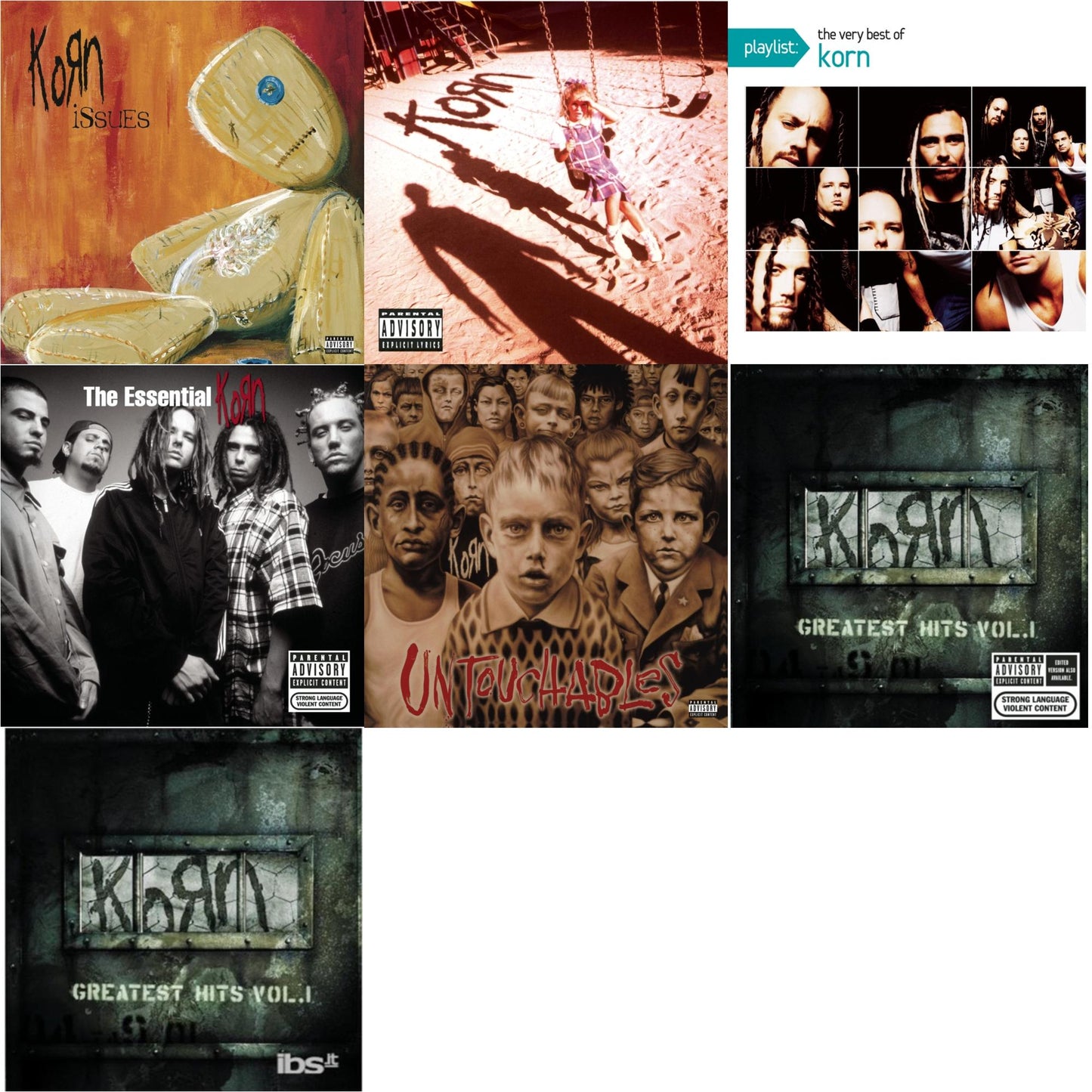 Korn - Issues (Explicit) & Korn (Explicit) & Playlist: Very Best Of Korn & Essential Korn & Untouchables & Greatest Hits Vol.1 & Greatest Hits Vol.1 - CD Bundle