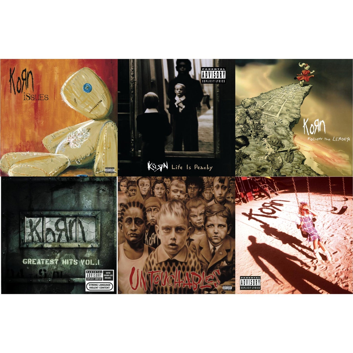 Korn - Greatest Hits Vol.1 & Life Is Peachy & Korn (Explicit) & Issues (Explicit) & Untouchables & Follow The Leader - CD Bundle