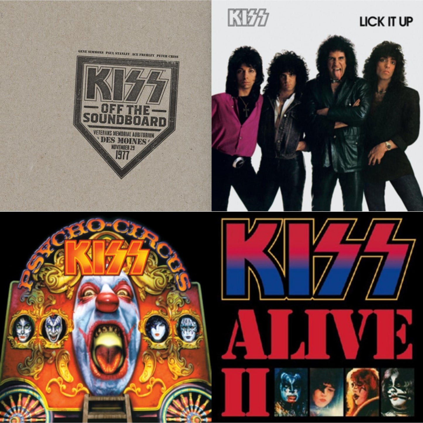 Kiss - Kiss Off The Soundboard: Live In Des Moines (2LP) & Lick It Up & Psycho Circus & Alive Ii