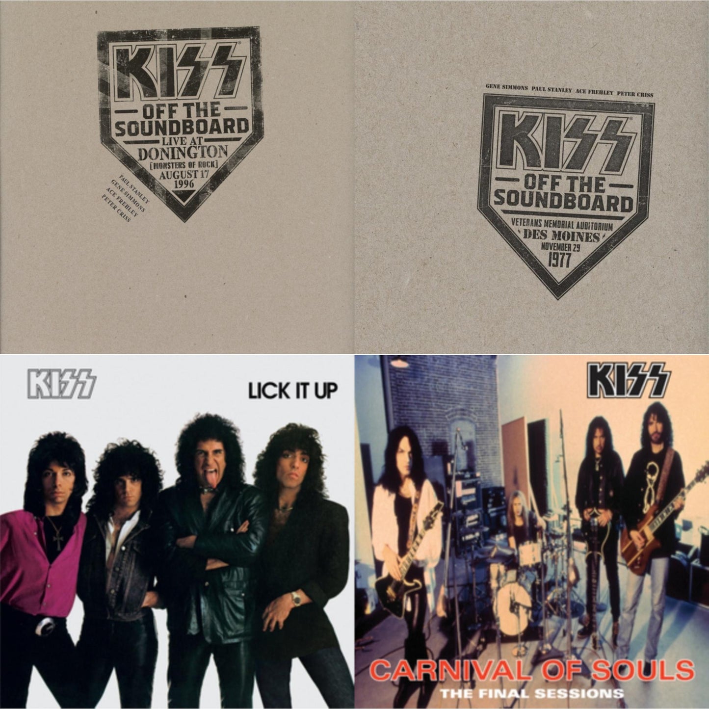 Kiss - Kiss Off The Soundboard: Donington 1996 (Live) (3LP) & Kiss Off The Soundboard: Live In Des Moines (2LP) & Lick It Up & Carnival Of Souls
