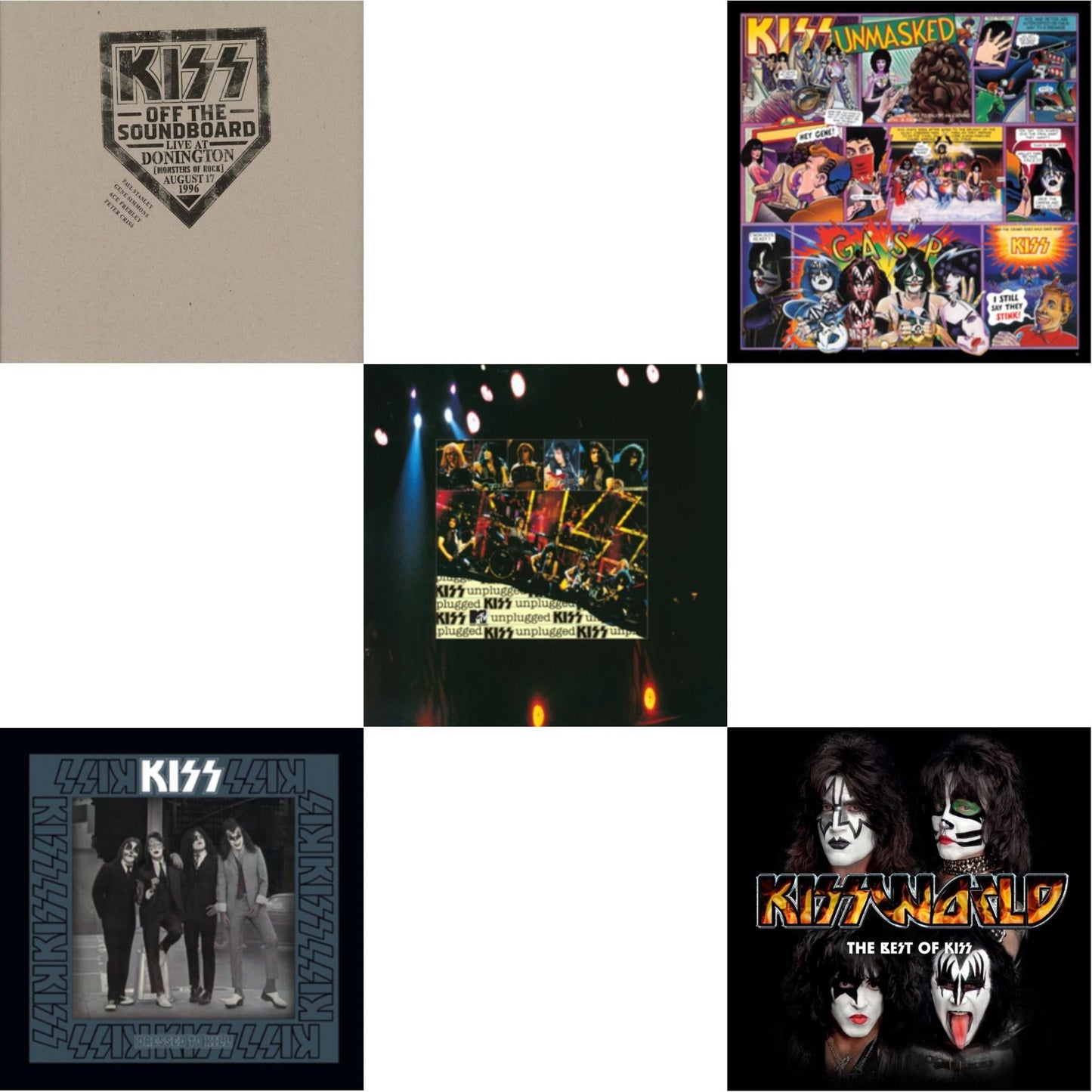 Kiss - Kiss Off The Soundboard: Donington 1996 (Live) (3LP) & Unmasked & Dressed To Kill & Mtv Unplugged & Kissworld - The Best Of Kiss (2 LP)