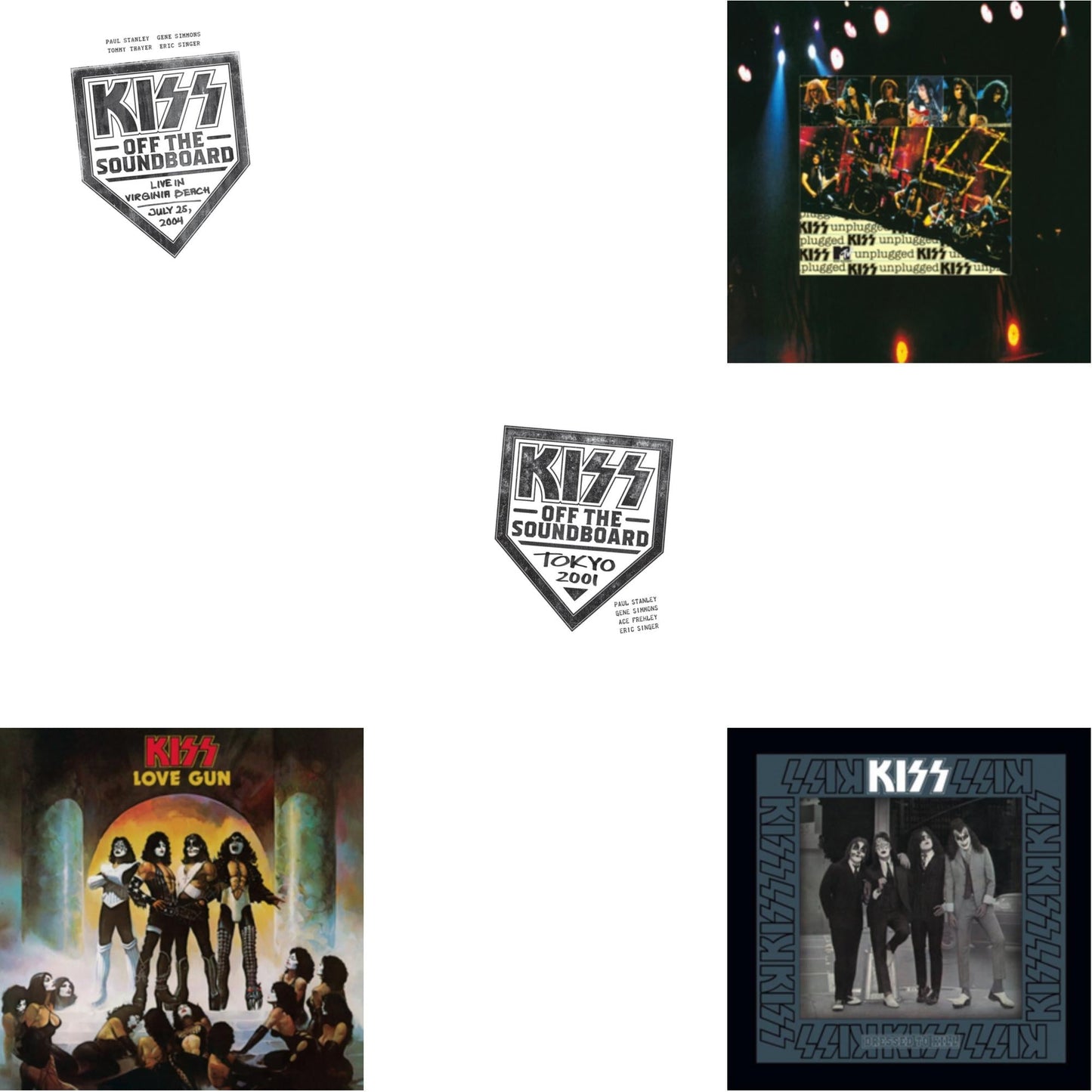 Kiss - Kiss Off The Soundboard: Tokyo 2001 (3LP) & Kiss Off The Soundboard: Live In Virginia Beach (3LP) & Dressed To Kill & Love Gun & Mtv Unplugged