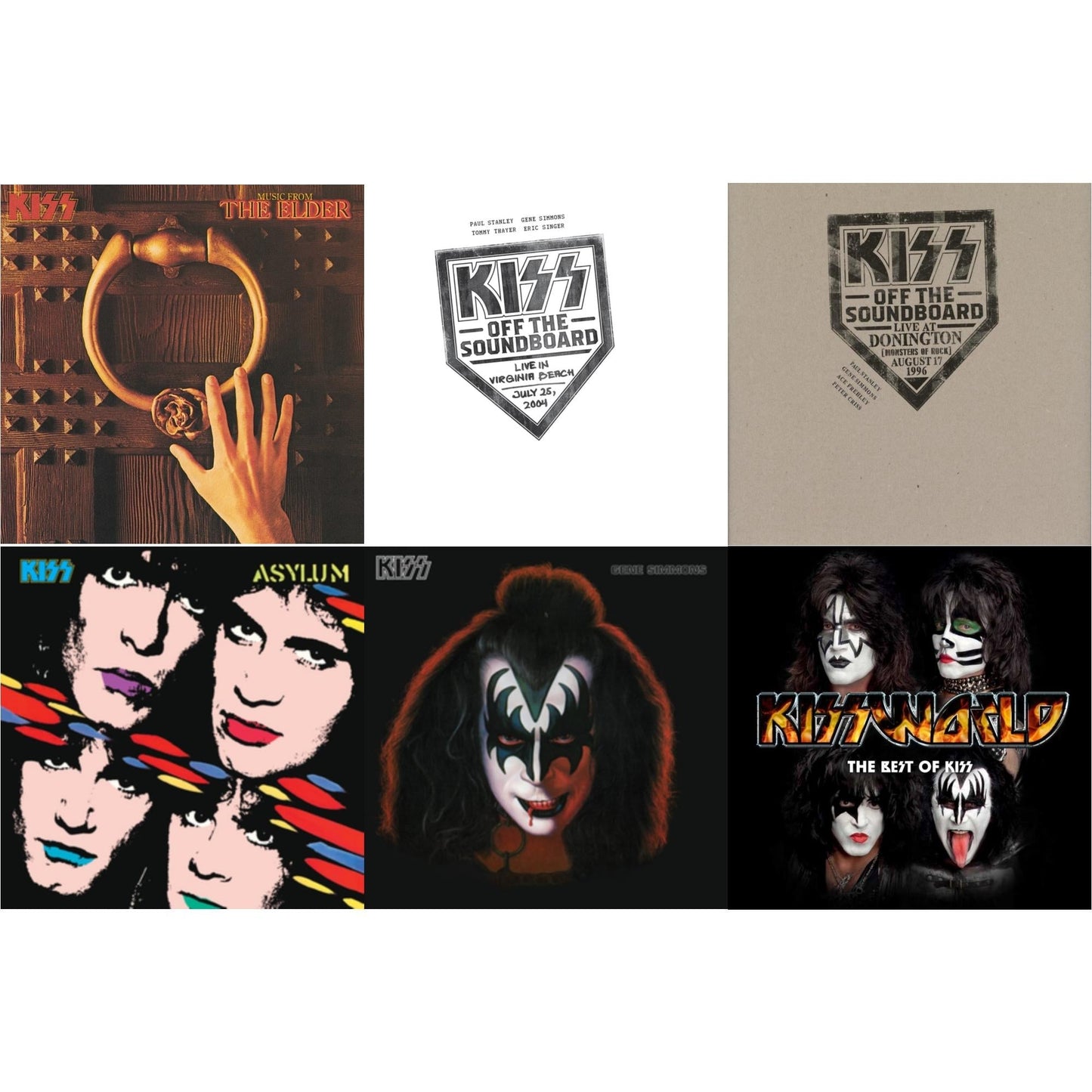 Kiss - Music From The Elder (Half-Speed Master/Clear LP Vinyl/180G) & Kiss Off The Soundboard: Live In Virginia Beach (3LP) & Kiss Off The Soundboard: Donington 1996 (Live) (3LP) & Asylum & Gene Simmons & Kissworld - The Best Of Kiss (2 LP)