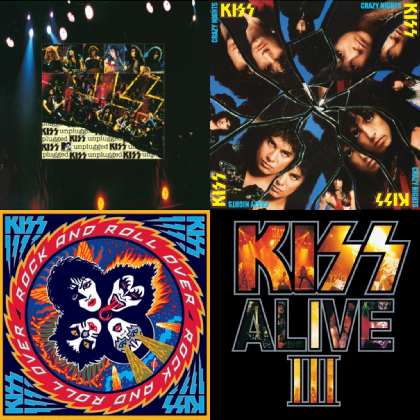 Kiss - Mtv Unplugged & Crazy Nights & Rock & Roll Over & Alive Iii - LP Vinyl Bundle
