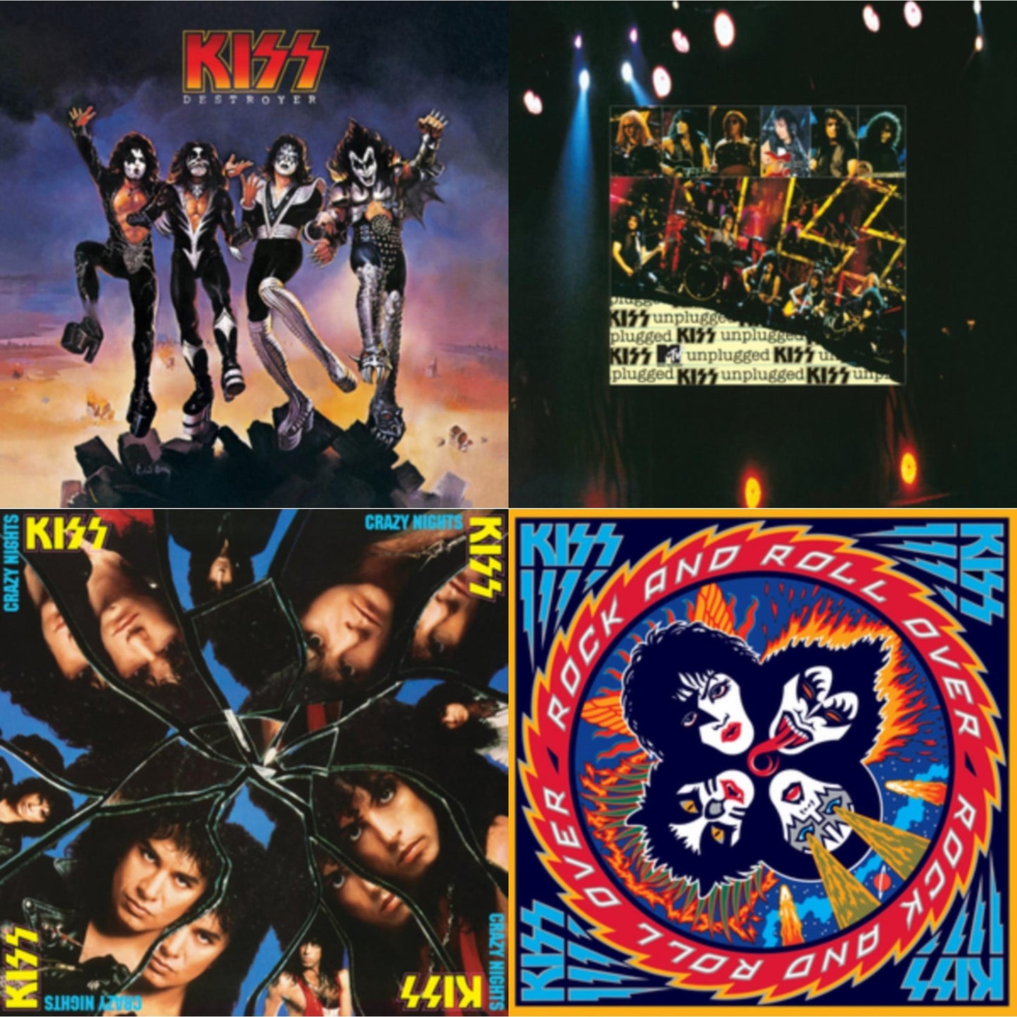 Kiss - Destroyer & Mtv Unplugged & Crazy Nights & Rock & Roll Over - LP Vinyl Bundle