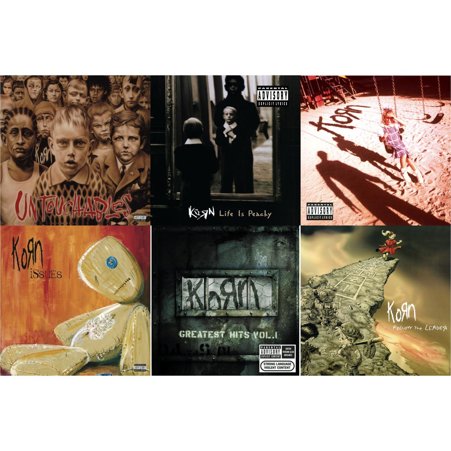 Korn - Greatest Hits Vol.1 & Life Is Peachy & Korn (Explicit) & Issues (Explicit) & Untouchables & Follow The Leader - CD Bundle