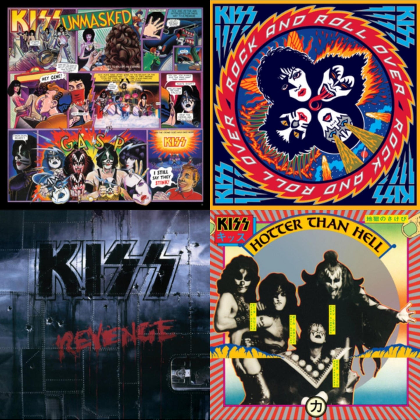 Kiss - Revenge & Hotter Than Hell & Unmasked & Rock & Roll Over - LP Vinyl Bundle