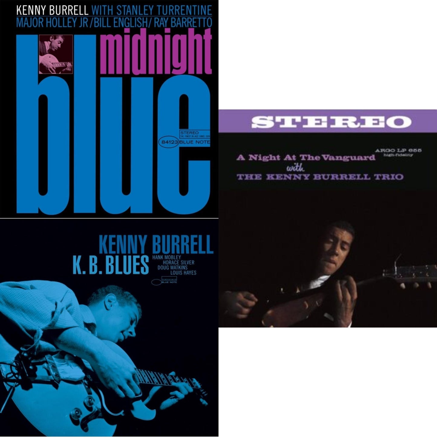 Kenny Burrell - Midnight Blue (Blue Note Classic LP Vinyl Edition) & K.B. Blues (Blue Note Tone Poet Series) & Night At The Vanguard (Verve By Request Series)