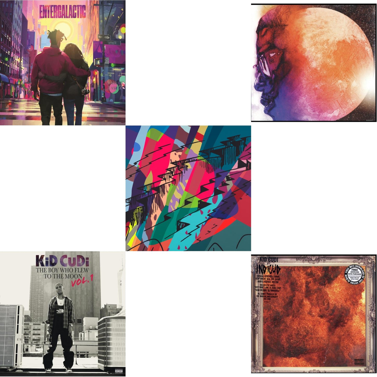 Kid Cudi - Entergalactic (X) & Boy Who Flew To & Insano (X) (Translucent Red Vinyl/2LP) & Man On Moon: End Of Day & Indicud