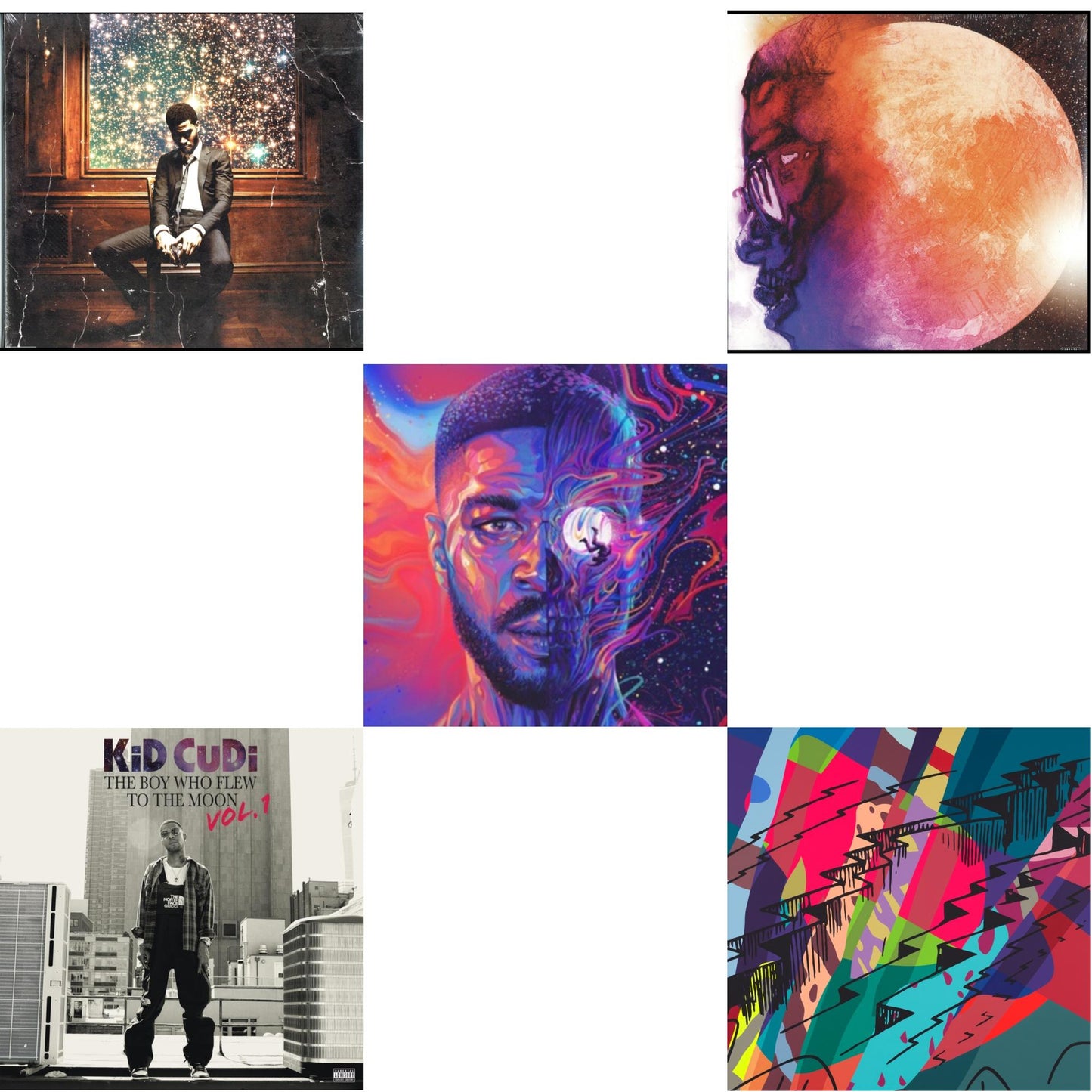 Kid Cudi - Man On The Moon Iii: The Chosen (2LP) & Boy Who Flew To & Insano (X) (Translucent Red Vinyl/2LP) & Man On Moon: End Of Day & Man On Moon 2: Legend Of Mr Rager