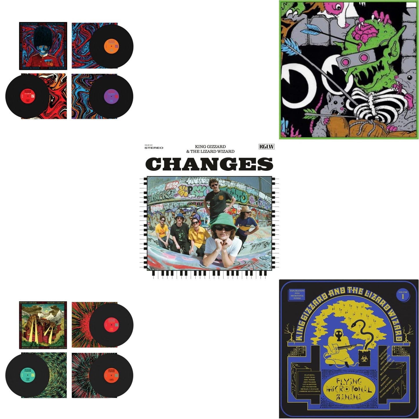 King Gizzard & The Lizard Wizard - Live In London '19 (Fuzz Club Official Bootleg) & Live In Adelaide '19 (Fuzz Club Official Bootleg) & Changes (Recycled Black Wax LP Vinyl) & Live In Brussels '19 (140G/3LP) & Flying Microtonal Banana (Randomly