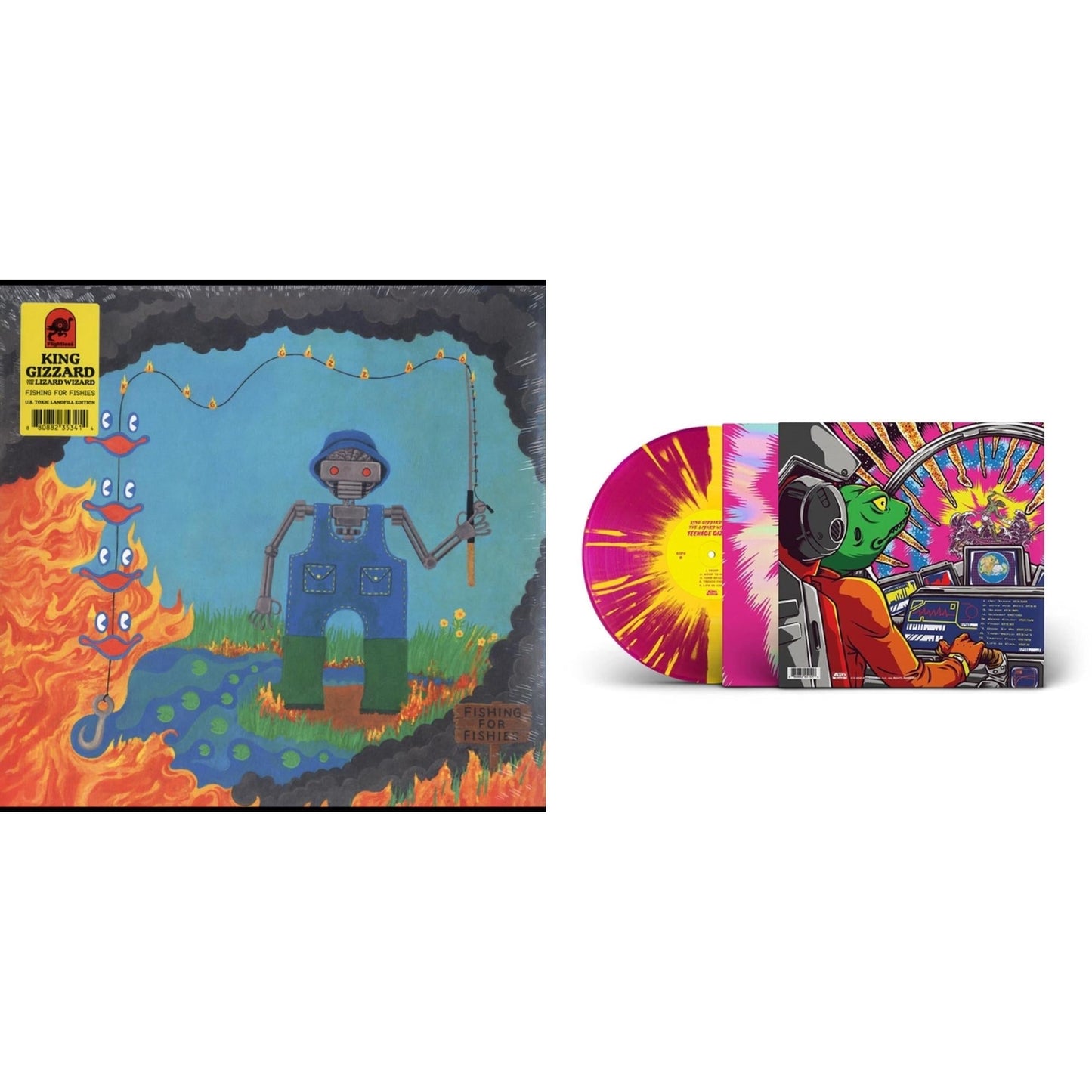 King Gizzard & The Lizard Wizard - Fishing For Fishies (Green LP Vinyl) & Teenage Gizzard (Magenta & Yellow Splatter LP Vinyl)