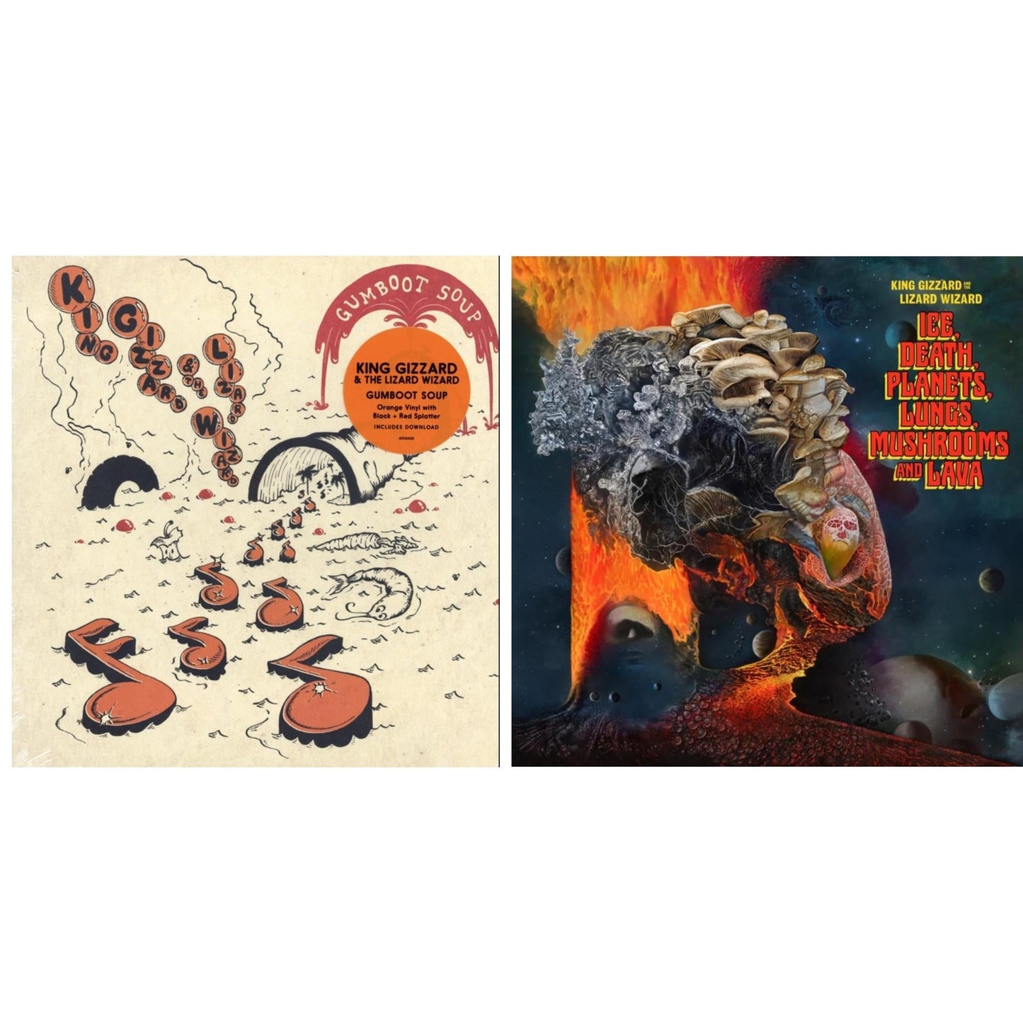 King Gizzard & The Lizard Wizard - Ice, Death, Planets, Lungs, Mushrooms & Lava (2LP/Recycled Black Wax Vinyl) & Gumboot Soup