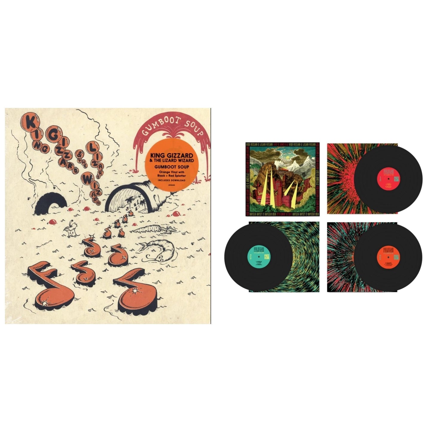 King Gizzard & The Lizard Wizard - Live In Adelaide '19 (Fuzz Club Official Bootleg) & Gumboot Soup - LP Vinyl Bundle