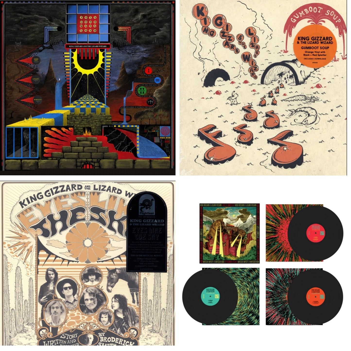 King Gizzard & The Lizard Wizard - Live In Adelaide '19 (Fuzz Club Official Bootleg) & Polygondwanaland & Gumboot Soup & Eyes Likes The Sky (Peach LP Vinyl)