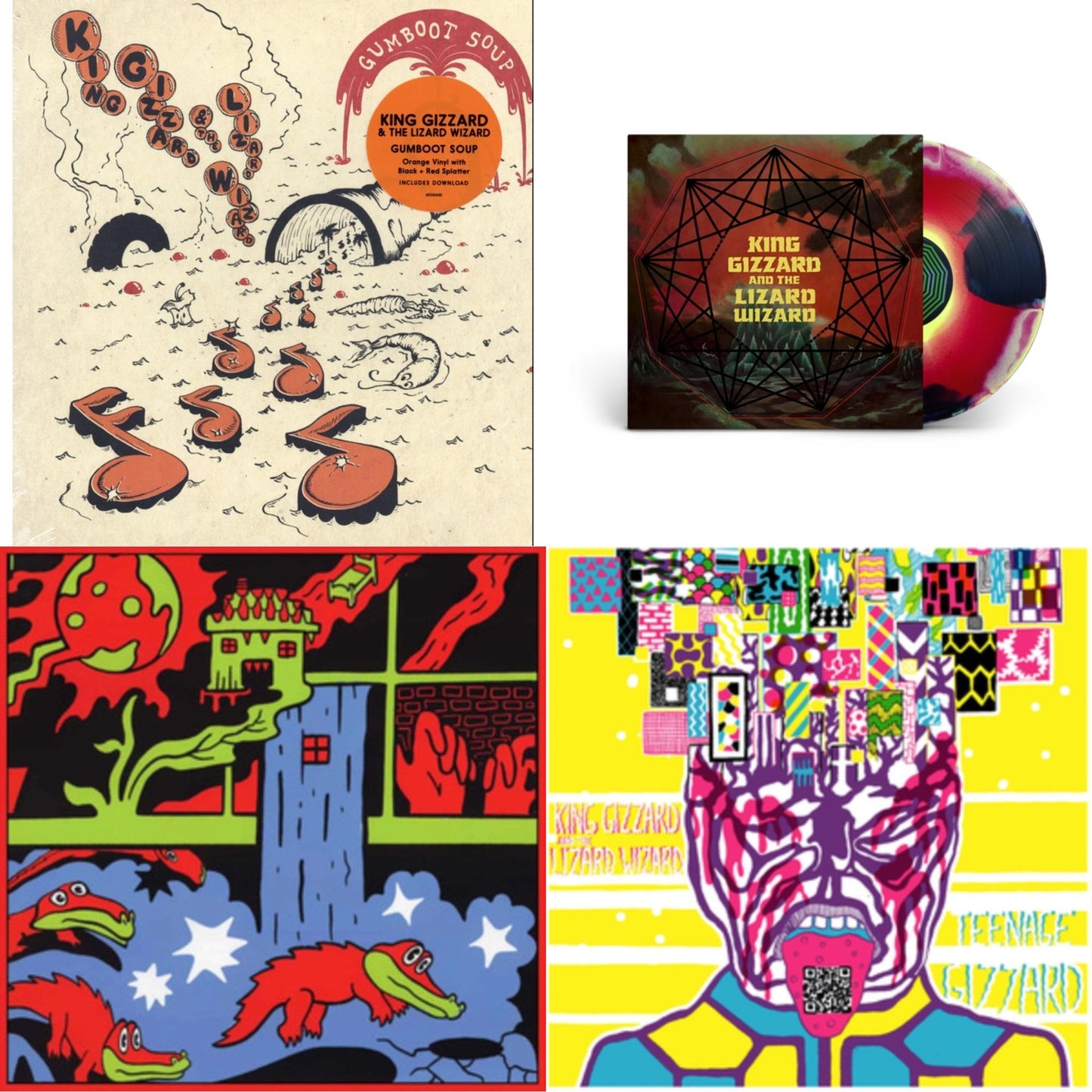 King Gizzard & The Lizard Wizard - Gumboot Soup & Nonagon Infinity (Yellow/Red/Black LP Vinyl) & Live In Paris '19 (Fuzz Club Official Bootleg) & Teenage Gizzard (Fuzz Club Official Bootleg) (Deluxe Edition)