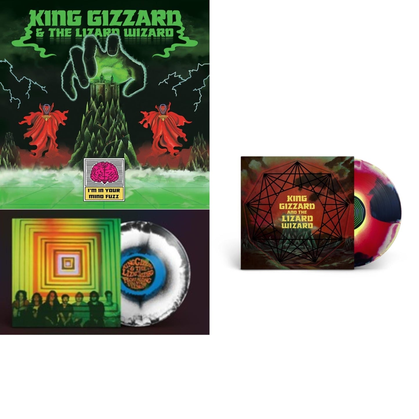 King Gizzard & The Lizard Wizard - I'm In Your Mind Fuzz & Nonagon Infinity (Yellow/Red/Black LP Vinyl) & Float Along - Fill Your Lungs (Venusian Sky Color LP Vinyl)