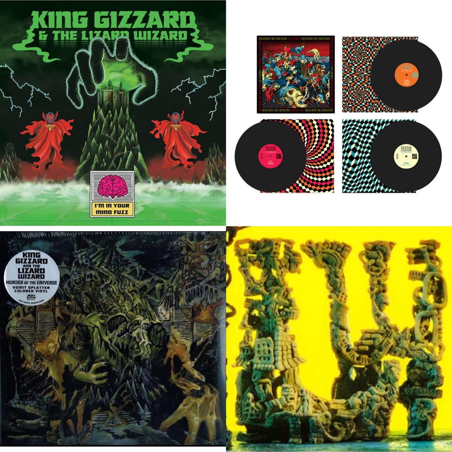 King Gizzard & The Lizard Wizard - Live In Brussels '19 (Fuzz Club Official Bootleg) & L.W. & I'm In Your Mind Fuzz & Murder Of The Universe (Transparent Green W/Mustard Yelow Splatter LP Vinyl)