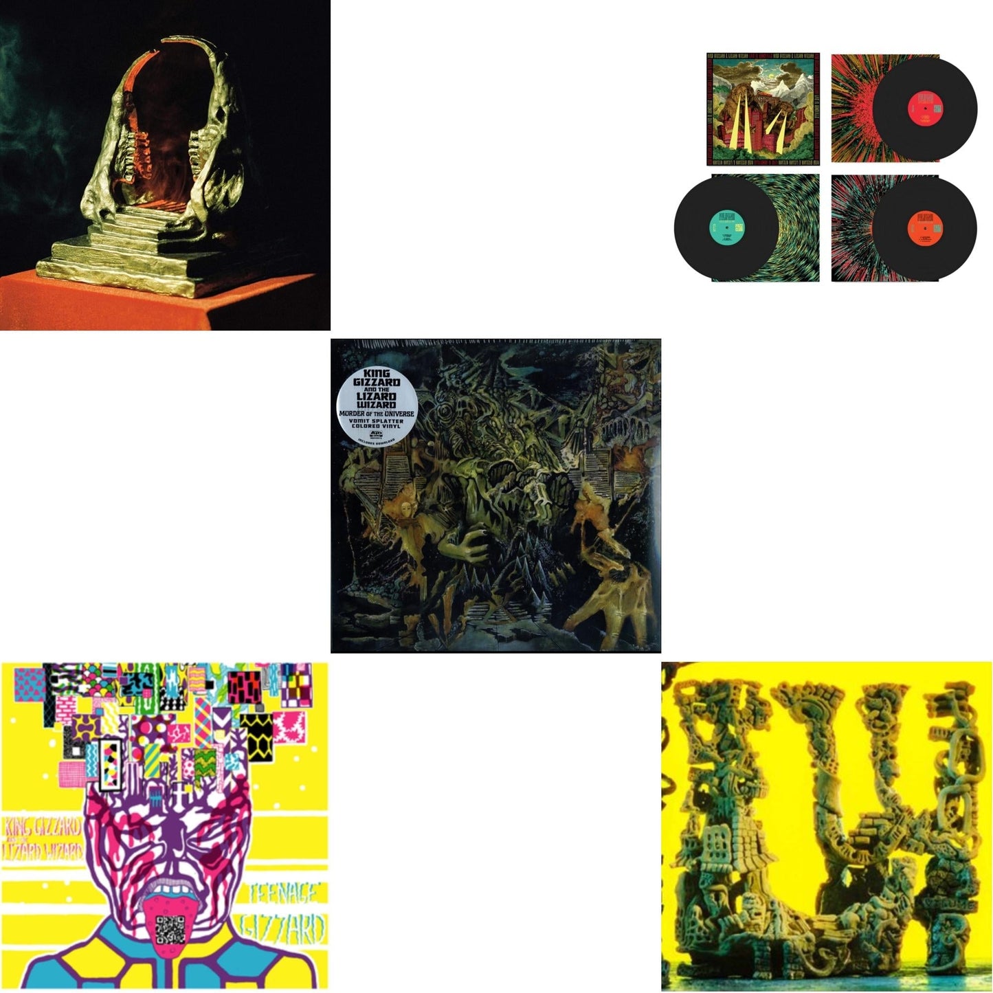 King Gizzard & The Lizard Wizard - Live In Adelaide '19 (Fuzz Club Official Bootleg) & Teenage Gizzard (Fuzz Club Official Bootleg) (Deluxe Edition) & L.W. & Murder Of The Universe (Transparent Green W/Mustard Yelow Splatter LP Vinyl) & Infest The