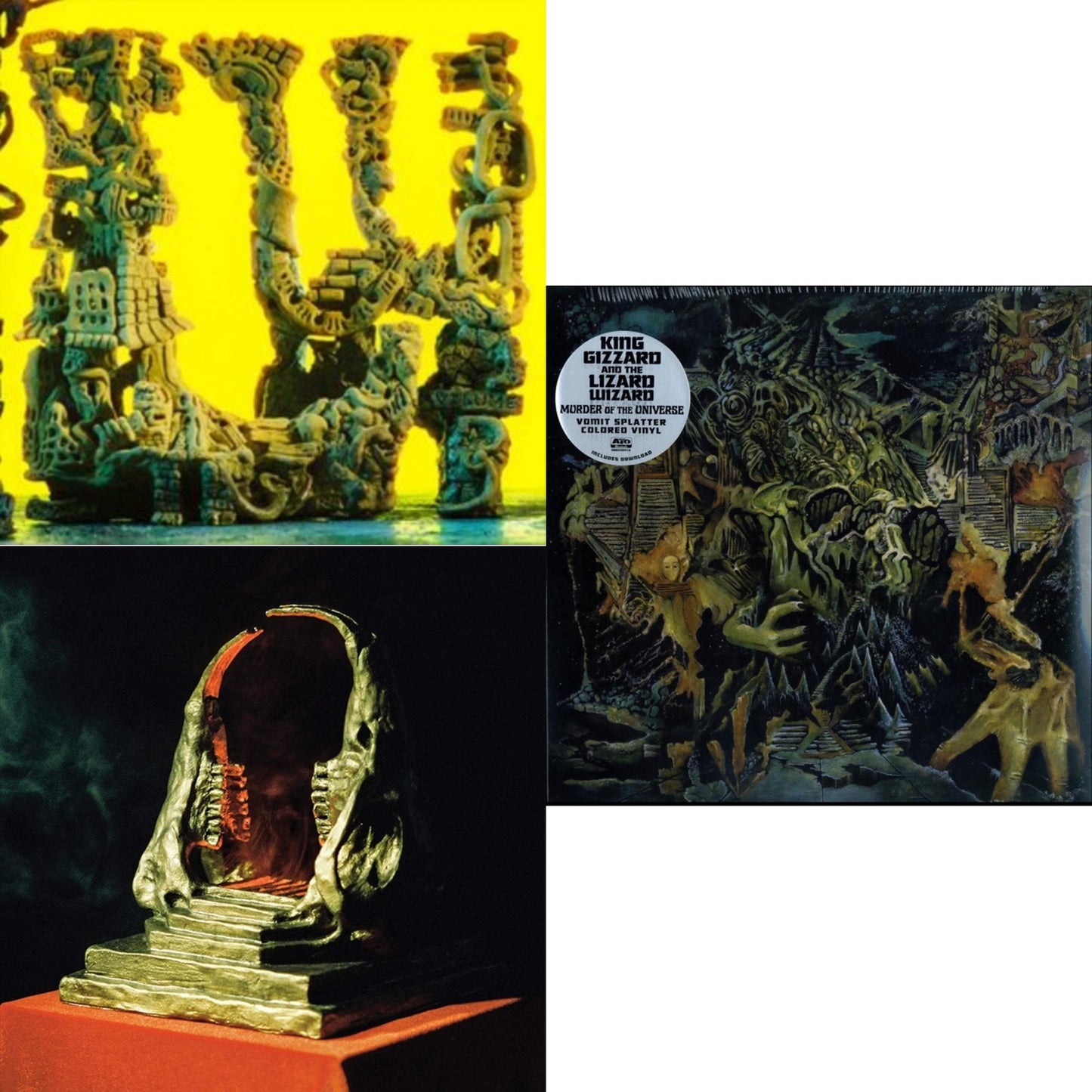 King Gizzard & The Lizard Wizard - L.W. & Murder Of The Universe (Transparent Green W/Mustard Yelow Splatter LP Vinyl) & Infest The Rats' Nest (Red/Black LP Vinyl)