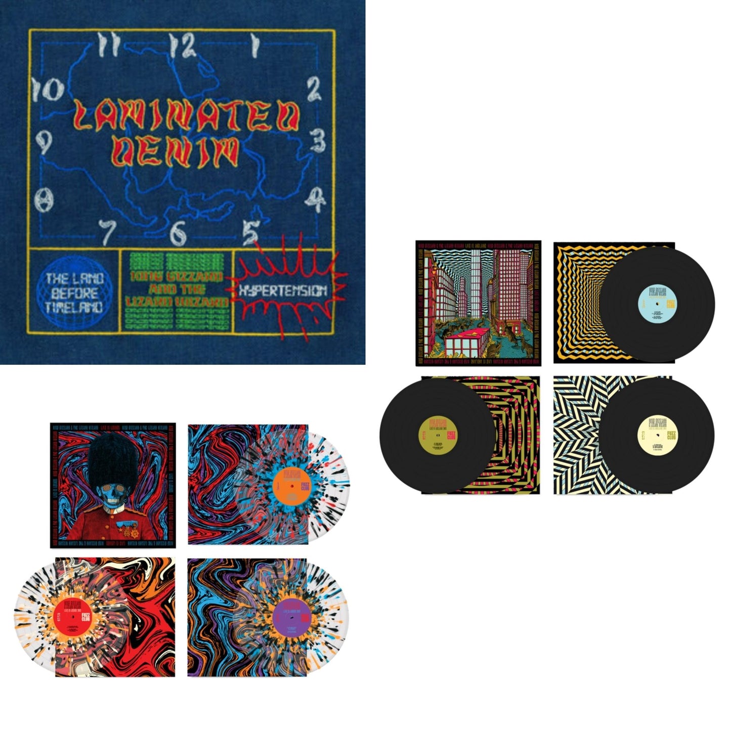 King Gizzard & The Lizard Wizard - Laminated Denim (Lucky Rainbow LP Vinyl) & Live In London '19 (Fuzz Club Official Bootleg) (Coloured LP Vinyl) & Live In Asheville '19 (Fuzz Club Official Bootleg)