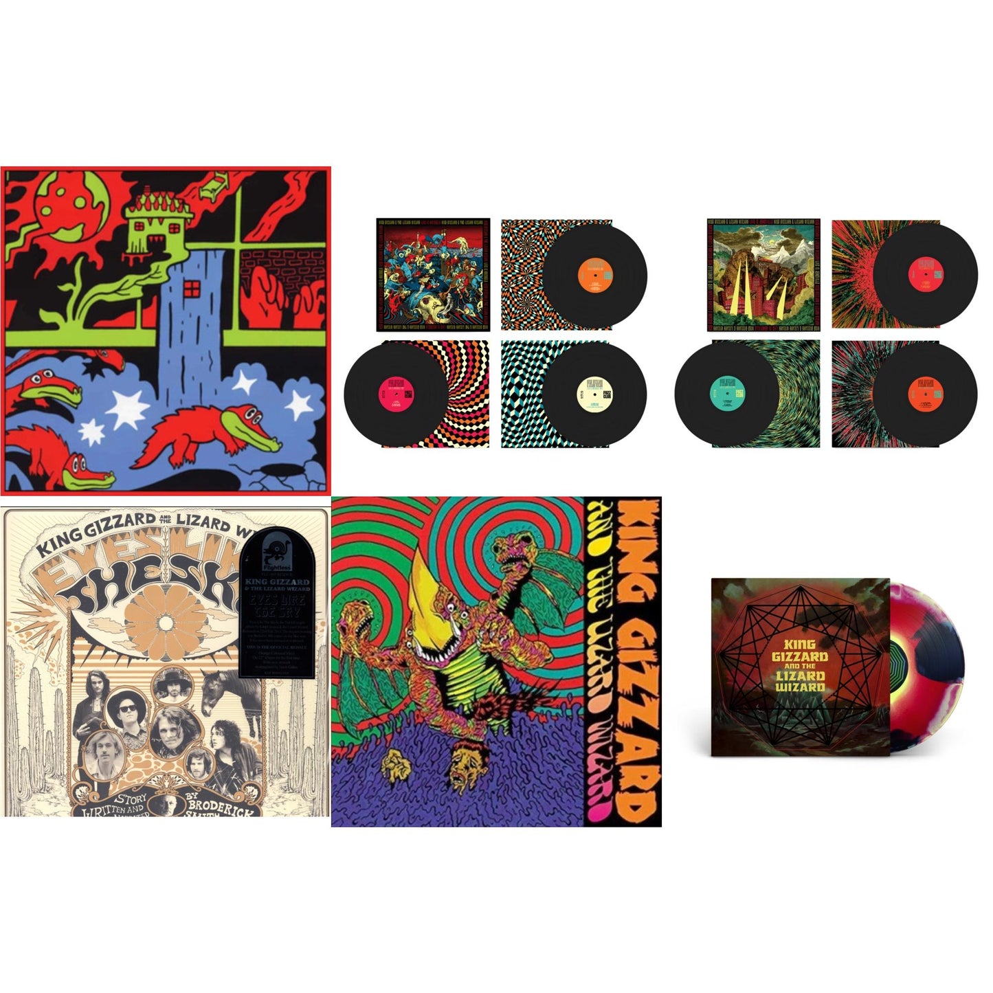 King Gizzard & The Lizard Wizard - Live In Paris '19 (Fuzz Club Official Bootleg) & Live In Brussels '19 (Fuzz Club Official Bootleg) & Live In Adelaide '19 (Fuzz Club Official Bootleg) & Eyes Likes The Sky (Peach LP Vinyl) & Willoughby's Beach