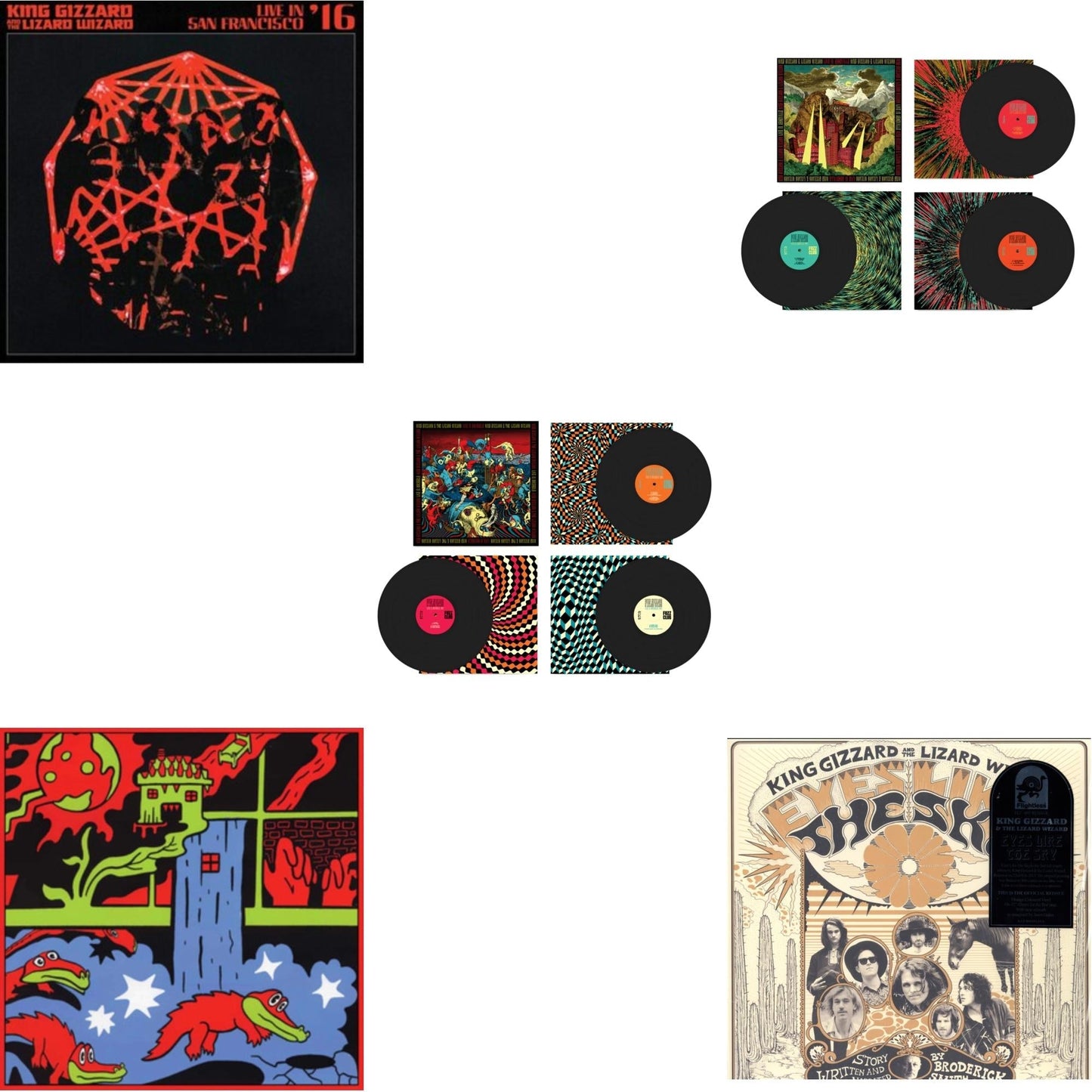 King Gizzard & The Lizard Wizard - Live In Brussels '19 (Fuzz Club Official Bootleg) & Live In Paris '19 (Fuzz Club Official Bootleg) & Live In Adelaide '19 (Fuzz Club Official Bootleg) & Eyes Likes The Sky (Peach LP Vinyl) & Live In San Francisco