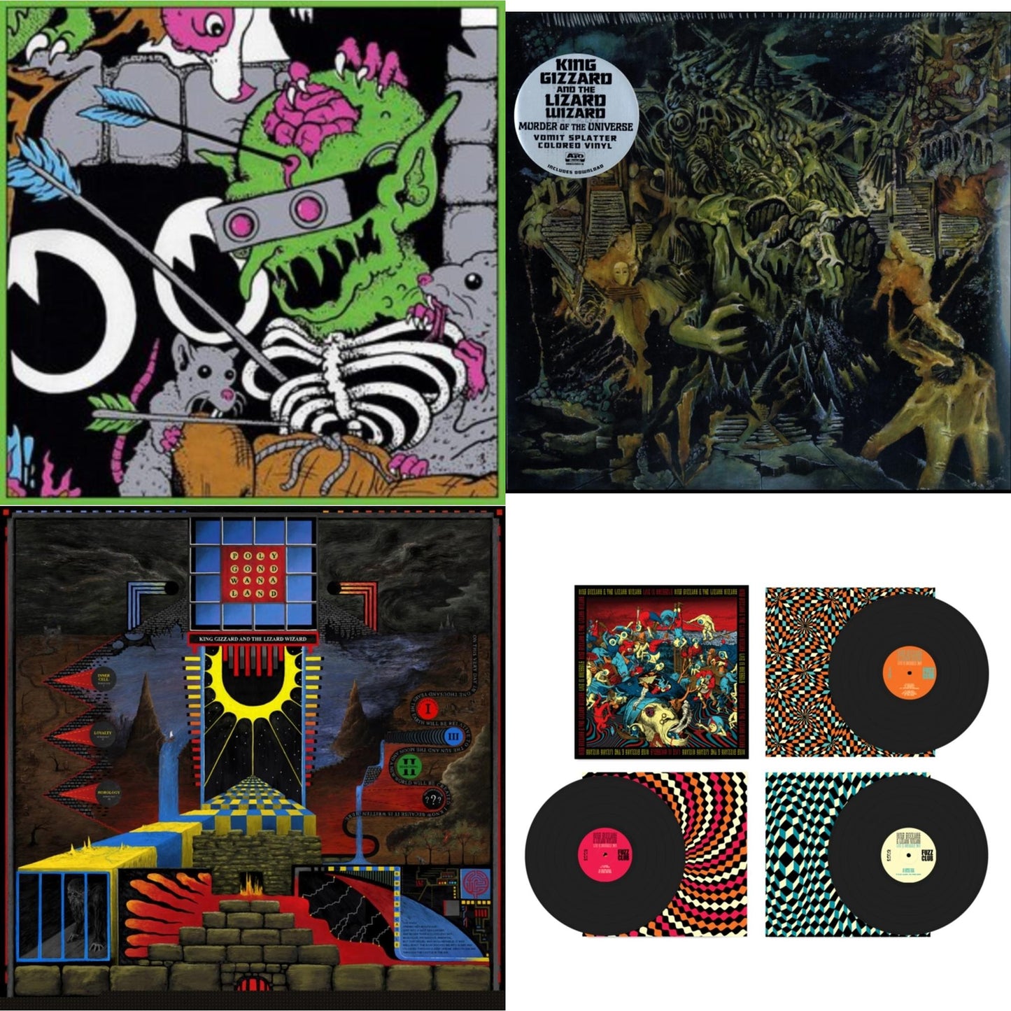 King Gizzard & The Lizard Wizard - Live In Brussels '19 (Fuzz Club Official Bootleg) & Live In Brussels '19 (140G/3LP) & Murder Of The Universe (Transparent Green W/Mustard Yelow Splatter LP Vinyl) & Polygondwanaland