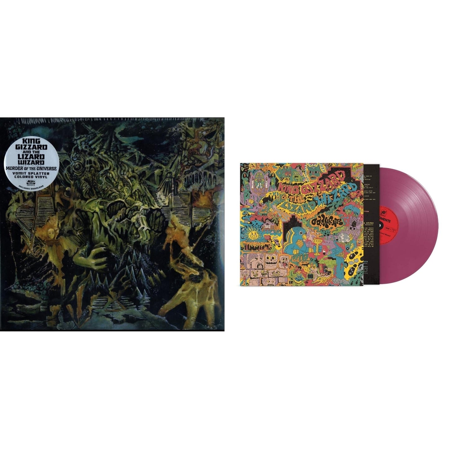 King Gizzard & The Lizard Wizard - Murder Of The Universe (Transparent Green W/Mustard Yelow Splatter LP Vinyl) & Oddments (Plum LP Vinyl)