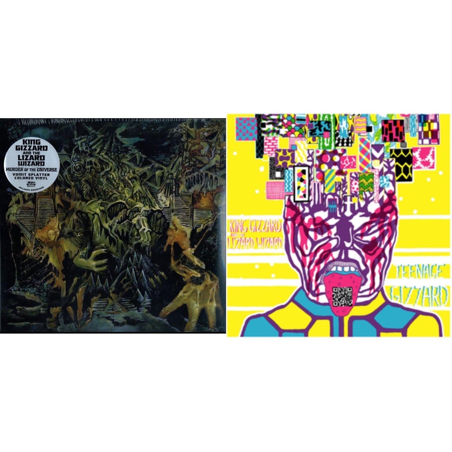 King Gizzard & The Lizard Wizard - Teenage Gizzard (Fuzz Club Official Bootleg) (Deluxe Edition) & Murder Of The Universe (Transparent Green W/Mustard Yelow Splatter LP Vinyl)