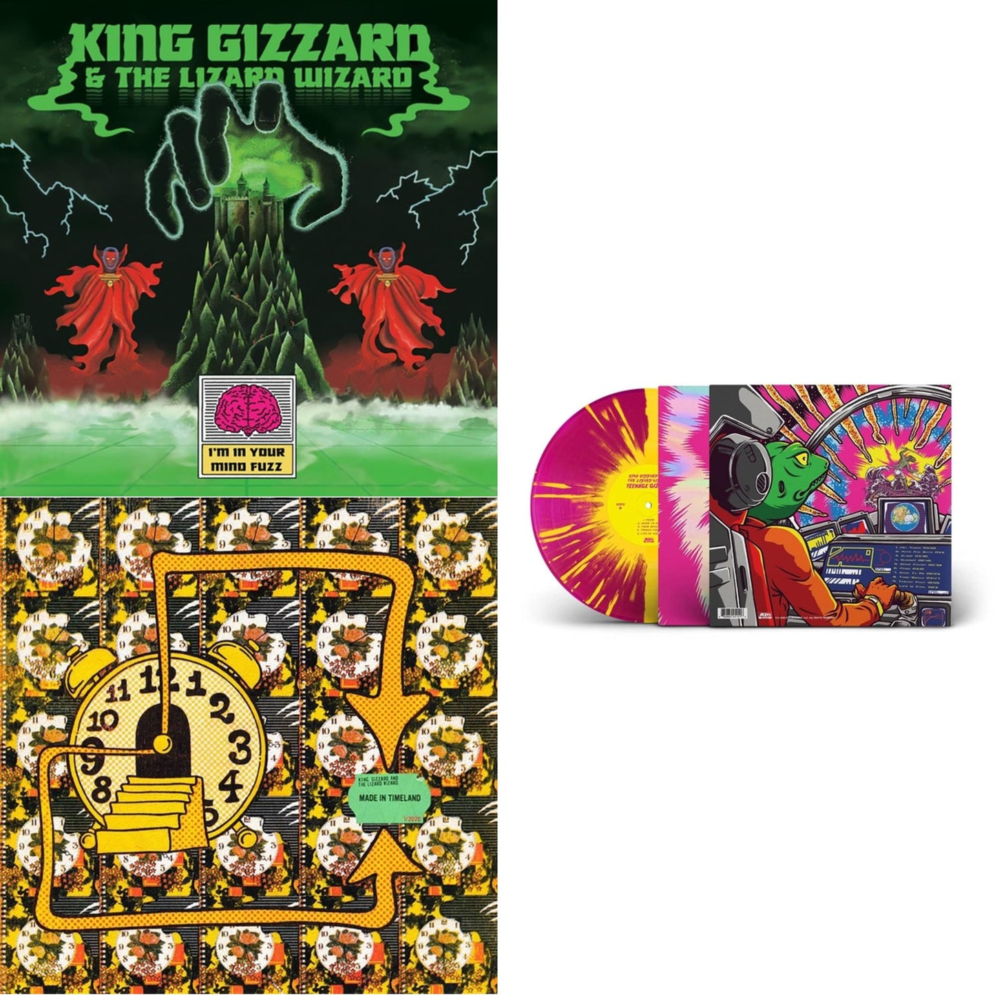King Gizzard & The Lizard Wizard - I'm In Your Mind Fuzz & Made In Timeland & Teenage Gizzard (Magenta & Yellow Splatter LP Vinyl)