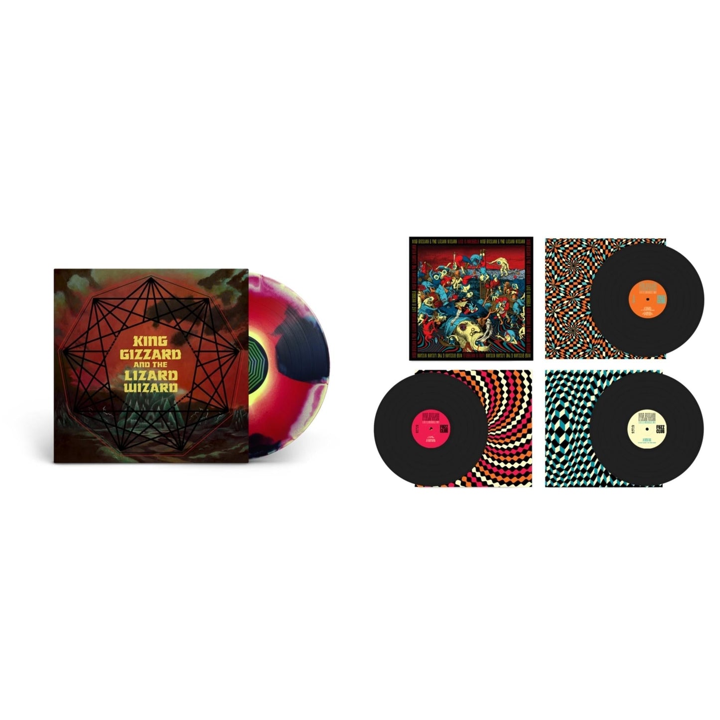 King Gizzard & The Lizard Wizard - Nonagon Infinity (Yellow/Red/Black LP Vinyl) & Live In Brussels '19 (Fuzz Club Official Bootleg)